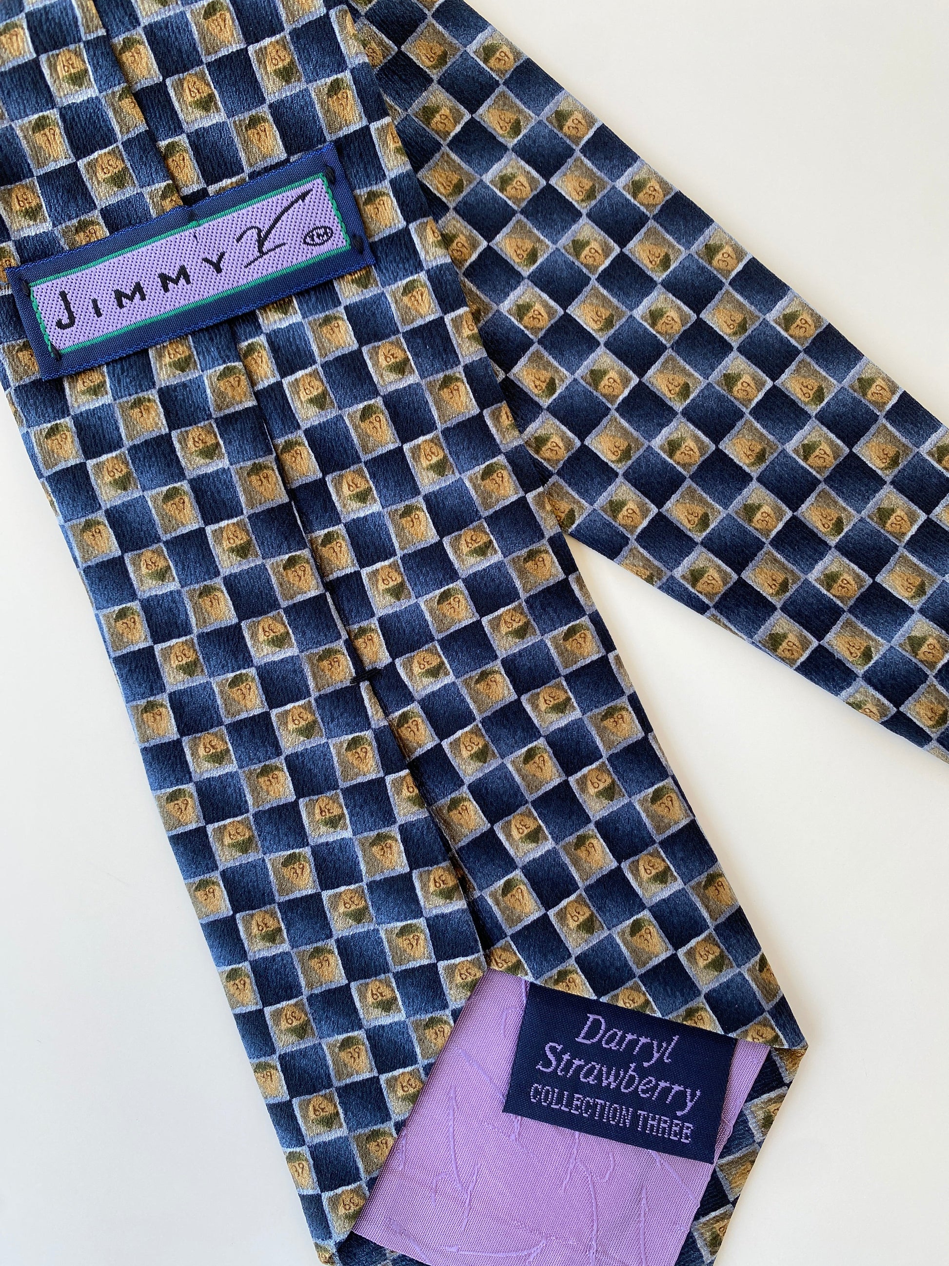 Vintage Jimmy V Darryl Strawberry Collection Three Silk Men’s Neck Tie - Balagan Vintage Ties formal, graphic ties, men, printed ties, tie, vintage, vintage ties
