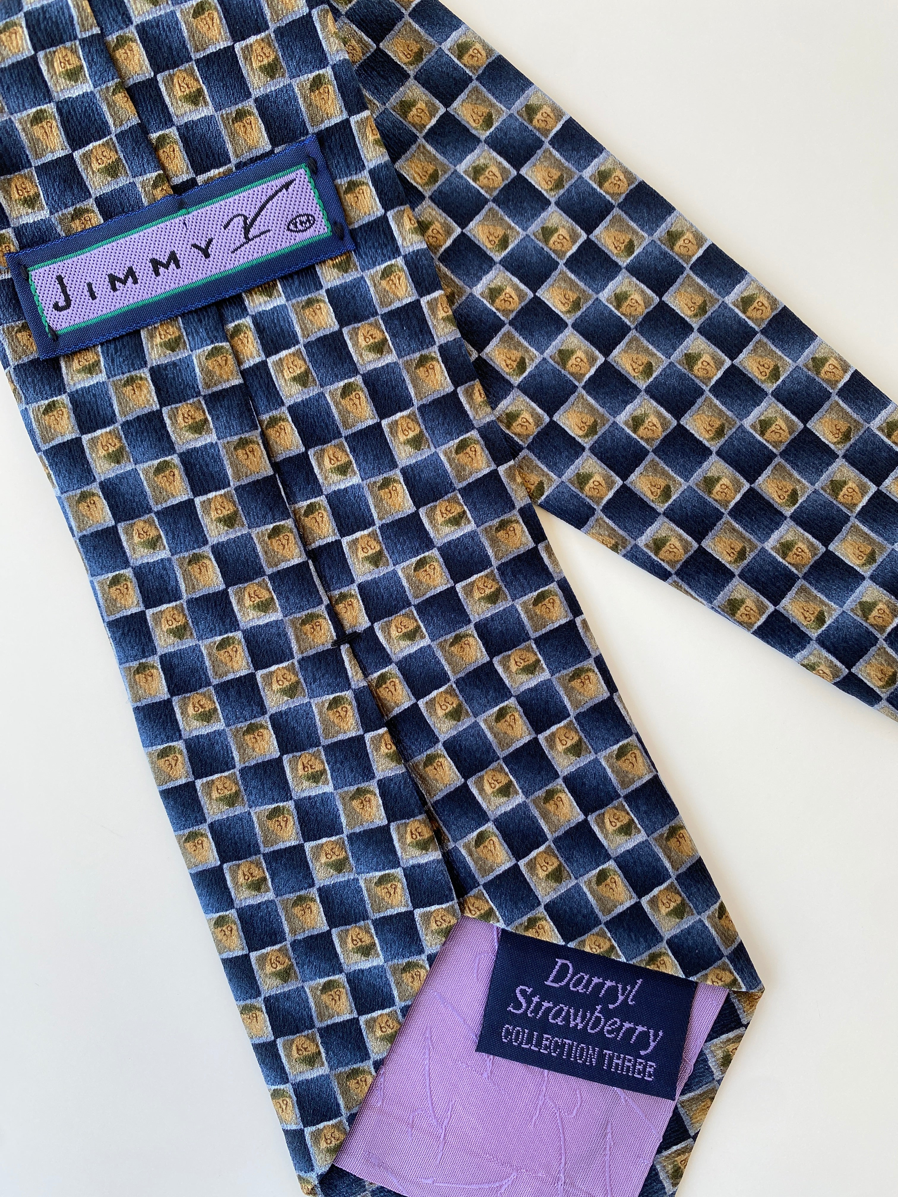 Vintage Jimmy V Darryl Strawberry Collection Three Silk Men’s Neck Tie - Balagan Vintage Ties formal, graphic ties, men, printed ties, tie, vintage, vintage ties