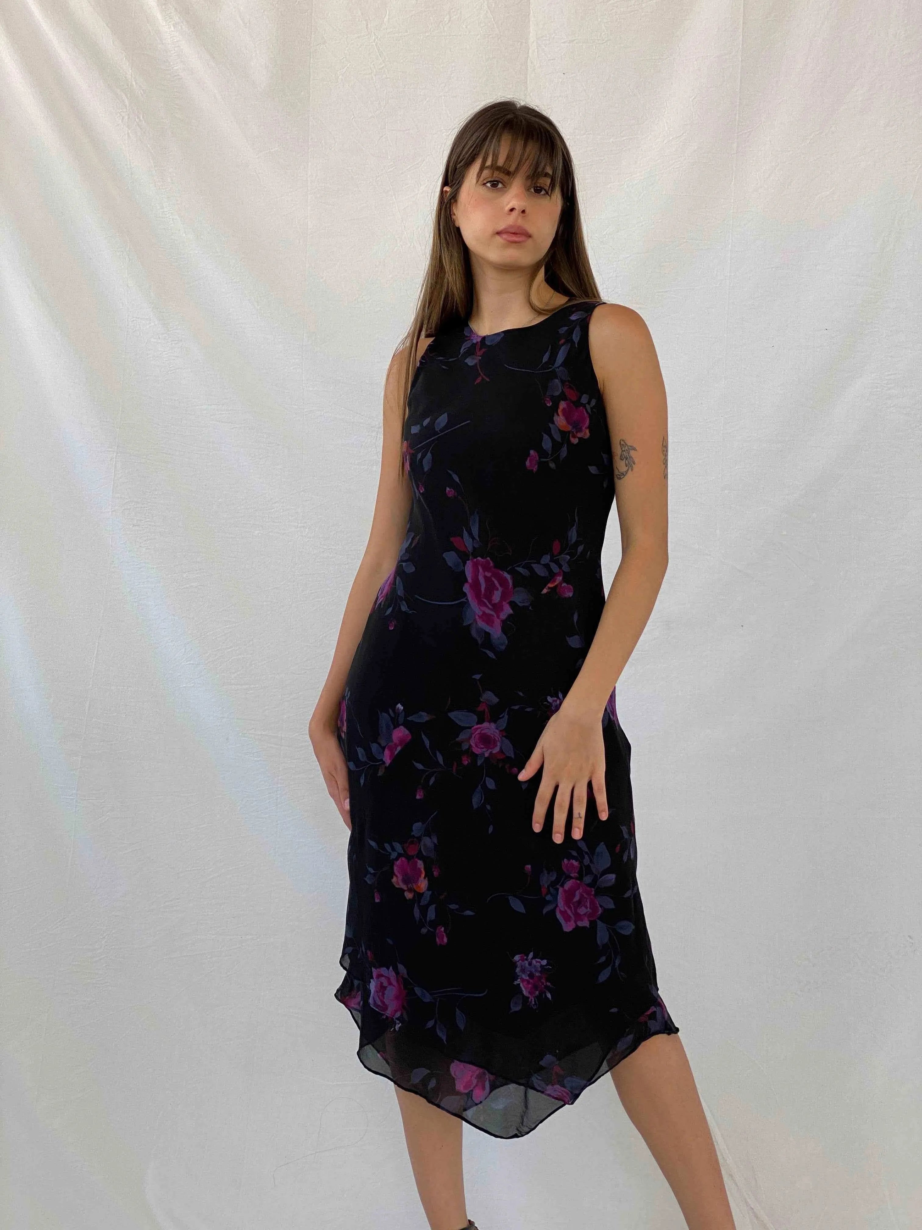Vintage JONES NEW YORK DRESS Floral Midi Dress - Balagan Vintage Midi Dress floral dress, midi dress, Mira