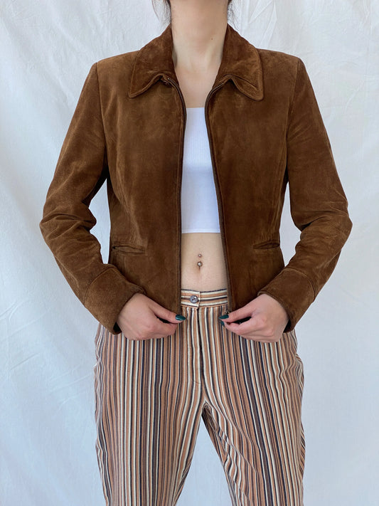 Vintage Josephine & Co Women’s Genuine Suede Tan Jacket - L - Balagan Vintage Leather Jacket Ayah, genuine leather, genuine leather jacket, leather jacket