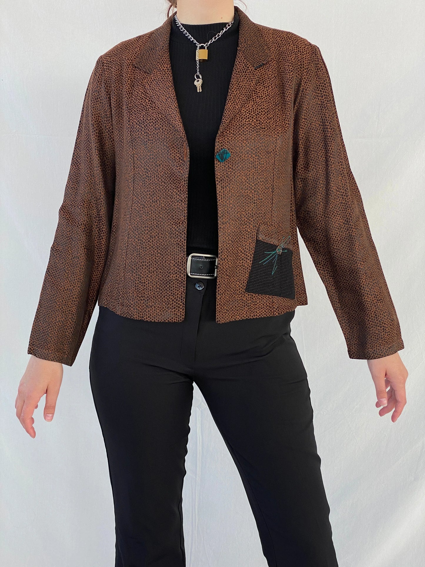 Vintage K.D. Spring Mesh Print Brown Women’s Light Jacket - M - Balagan Vintage Jacket 90s, Ayah, Coats&Jackets, jacket, vintage