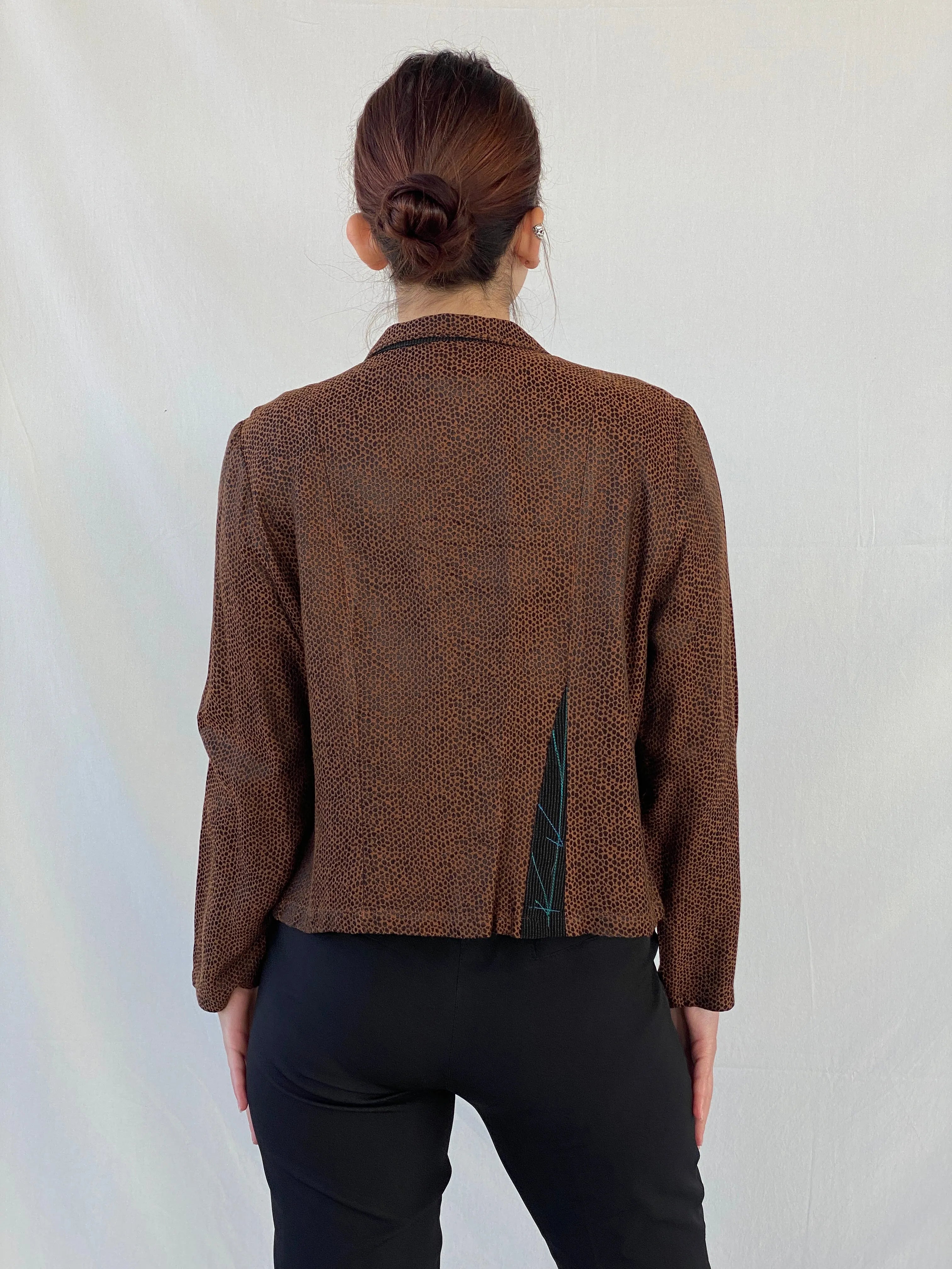Vintage K.D. Spring Mesh Print Brown Women’s Light Jacket - M - Balagan Vintage Jacket 90s, Ayah, Coats&Jackets, jacket, vintage