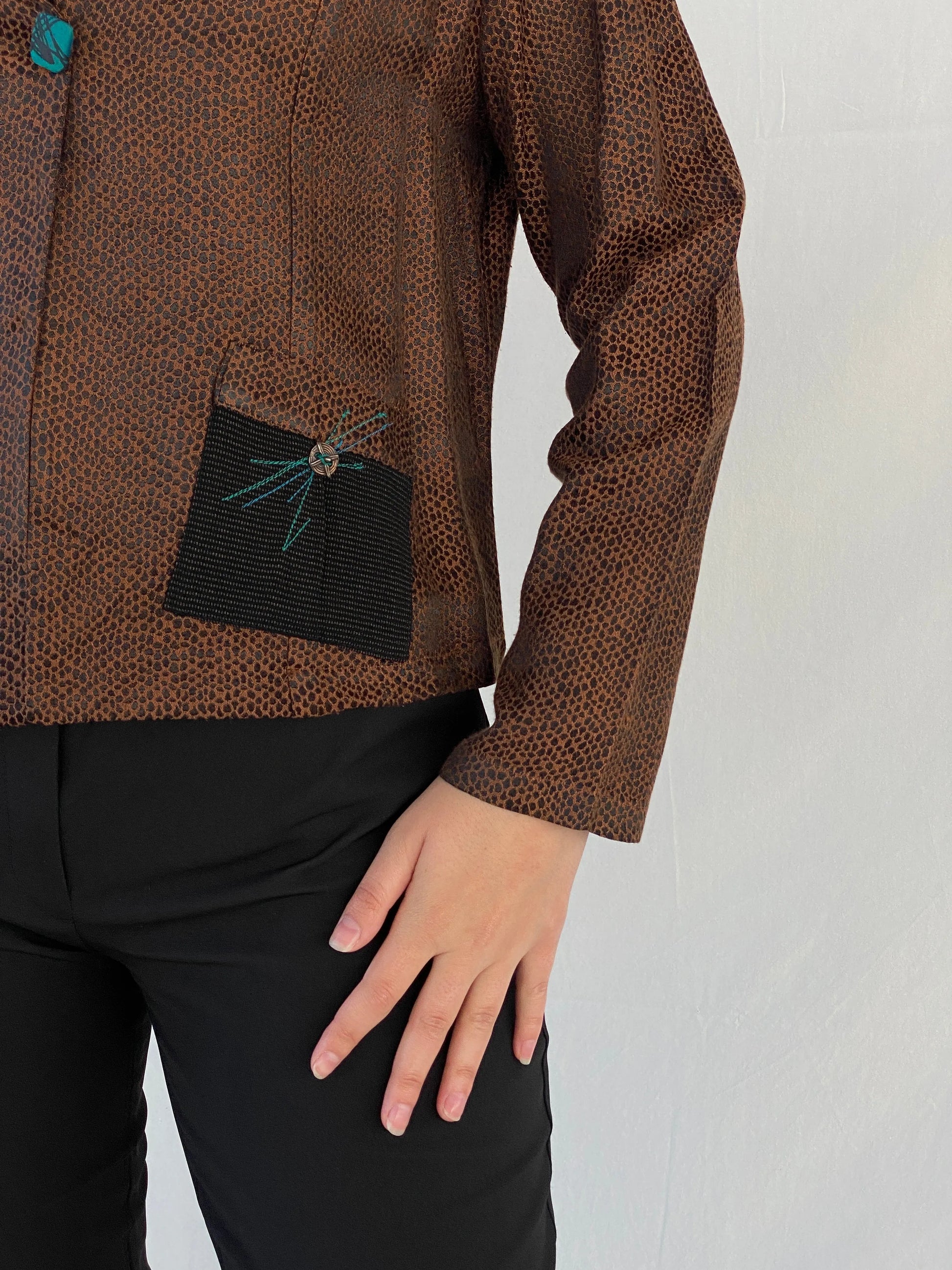 Vintage K.D. Spring Mesh Print Brown Women’s Light Jacket - M - Balagan Vintage Jacket 90s, Ayah, Coats&Jackets, jacket, vintage