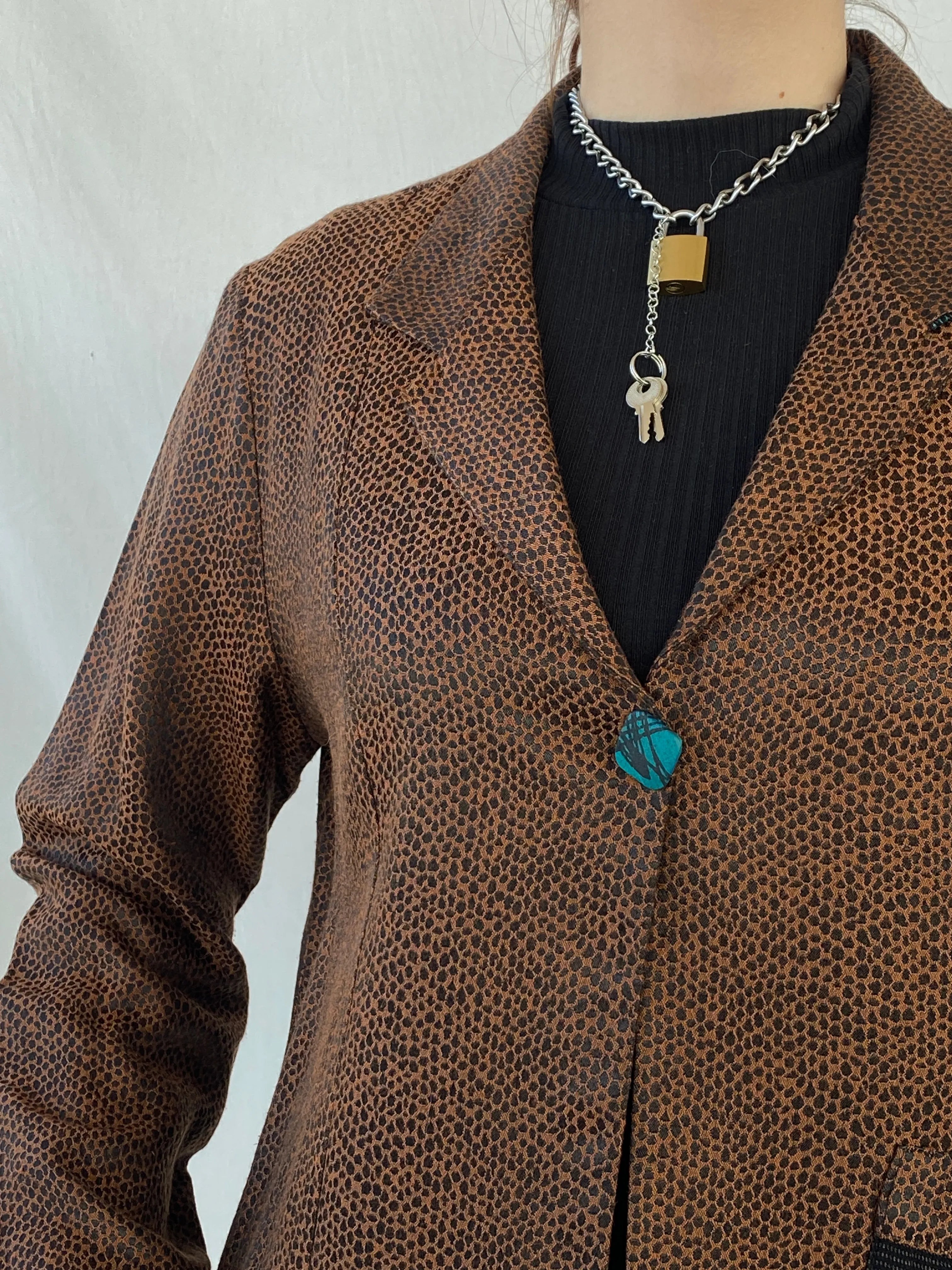 Vintage K.D. Spring Mesh Print Brown Women’s Light Jacket - M - Balagan Vintage Jacket 90s, Ayah, Coats&Jackets, jacket, vintage