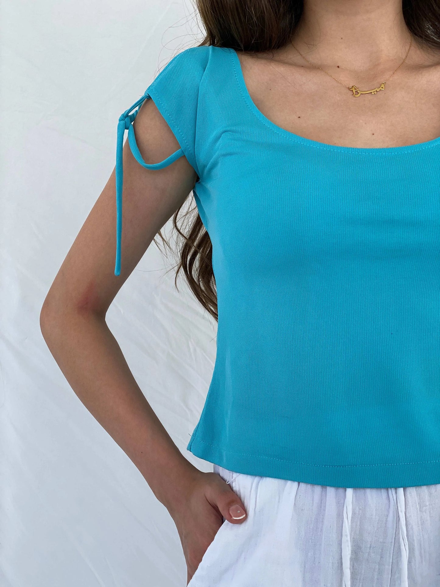 Vintage La City Blue Top - M - Balagan Vintage Half Sleeve Top 00s, 90s, Mira, shimmer, women top