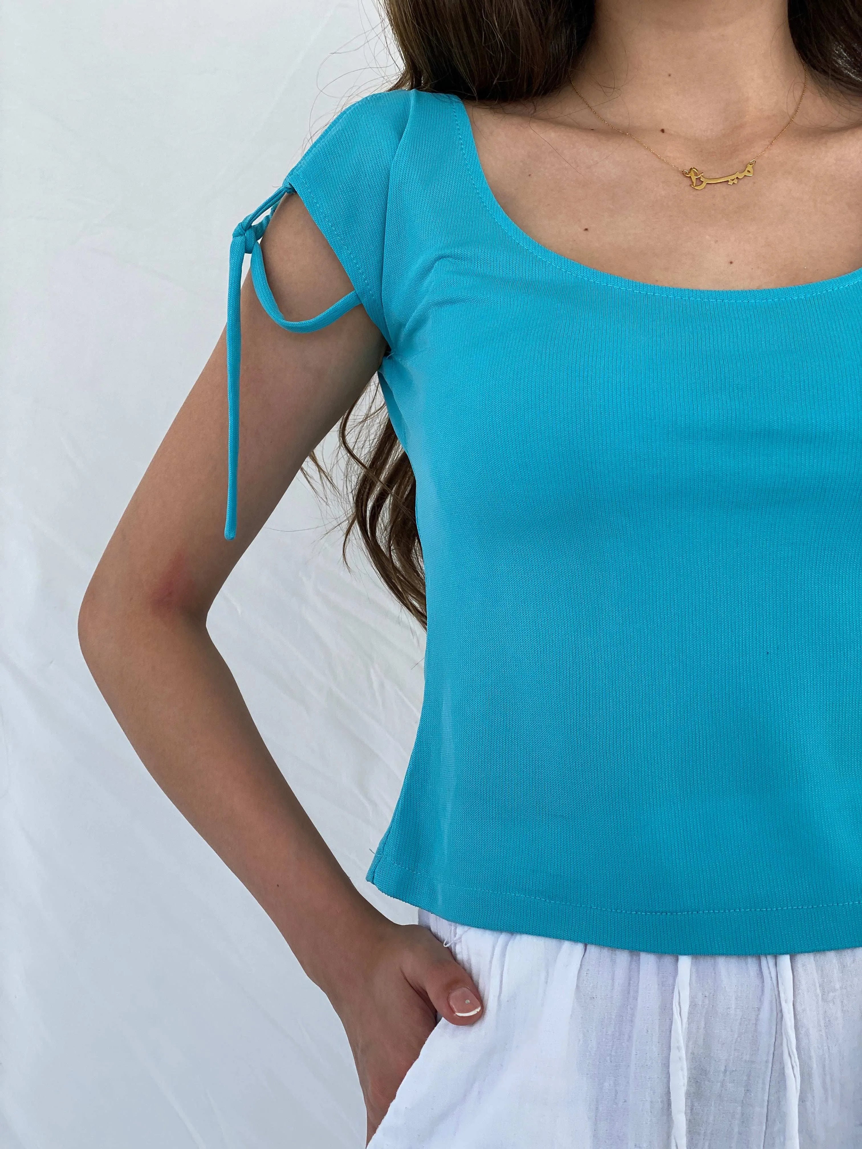 Vintage La City Blue Top - M - Balagan Vintage Half Sleeve Top 00s, 90s, Mira, shimmer, women top