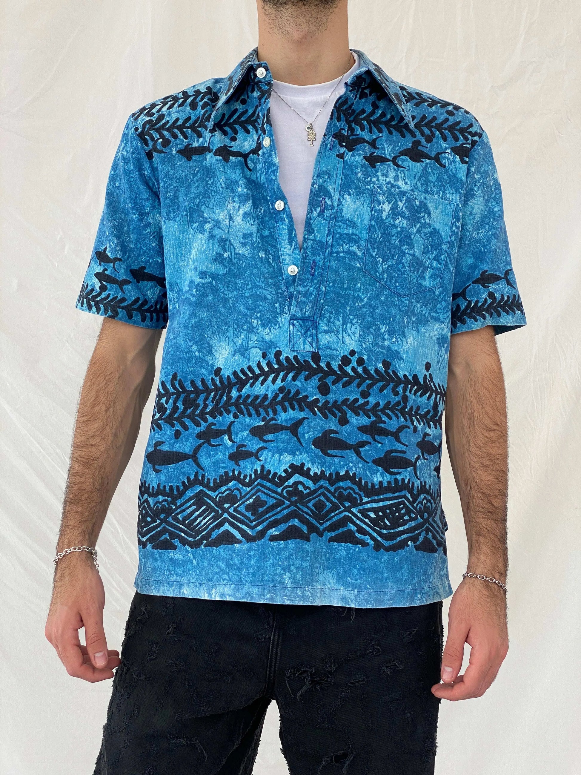 Vintage Lehua Hawaiian Top Size M - Balagan Vintage Half Sleeve Top 90s, Awsam, half sleeve shirt, mens shirt, printed shirt