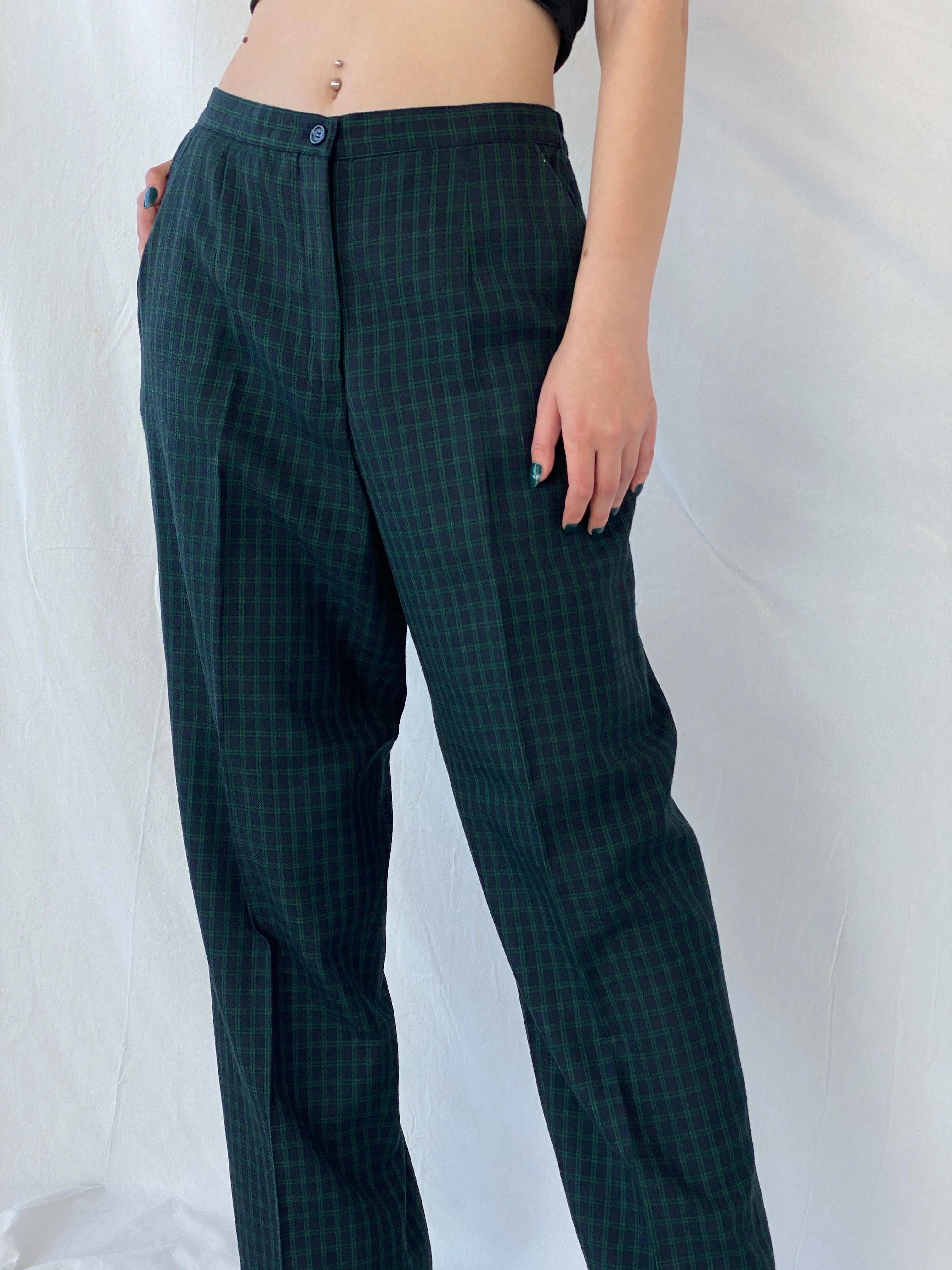 Vintage LESLIE FAY Sportswear Black and Green Plaid Blazer Pants Power Suit Set - XL - Balagan Vintage Maxi Dress 80s, 90s, Ayah, blazer, consignment, Melika, plaid, plaid blazer, tweed blazer