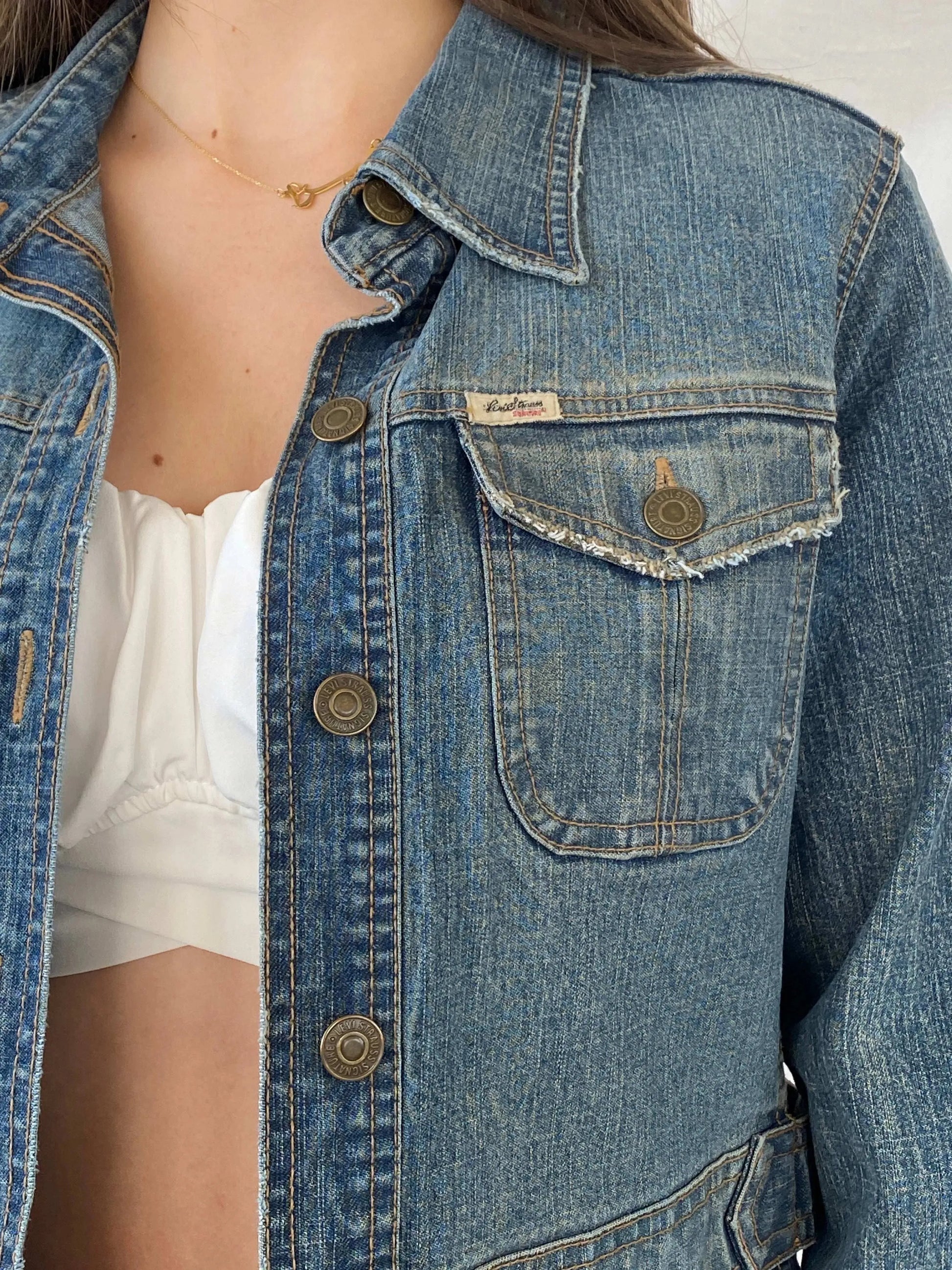 Vintage Levi’s Levi Strauss Signature Long Denim Jacket - M - Balagan Vintage Denim Jacket 00s, Coats&Jackets, denim, denim jacket, levis, levis jeans, Mira, Women's Denim Jackets