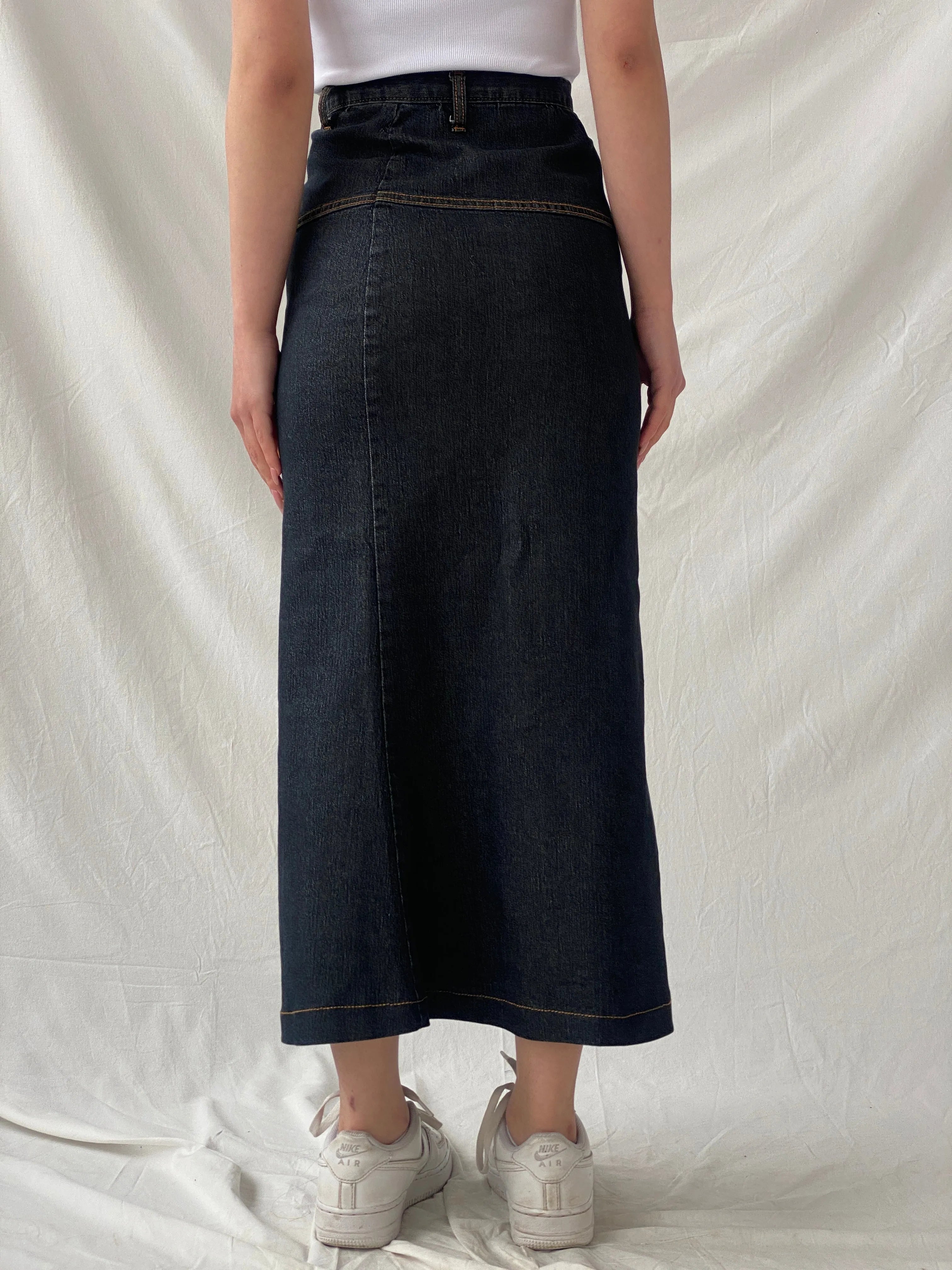 Vintage LH Luharlo Maxi Dark Wash Denim A-Line Skirt - XS - Balagan Vintage Maxi Skirt Christine, denim, denim skirt, maxi skirt, women skirt