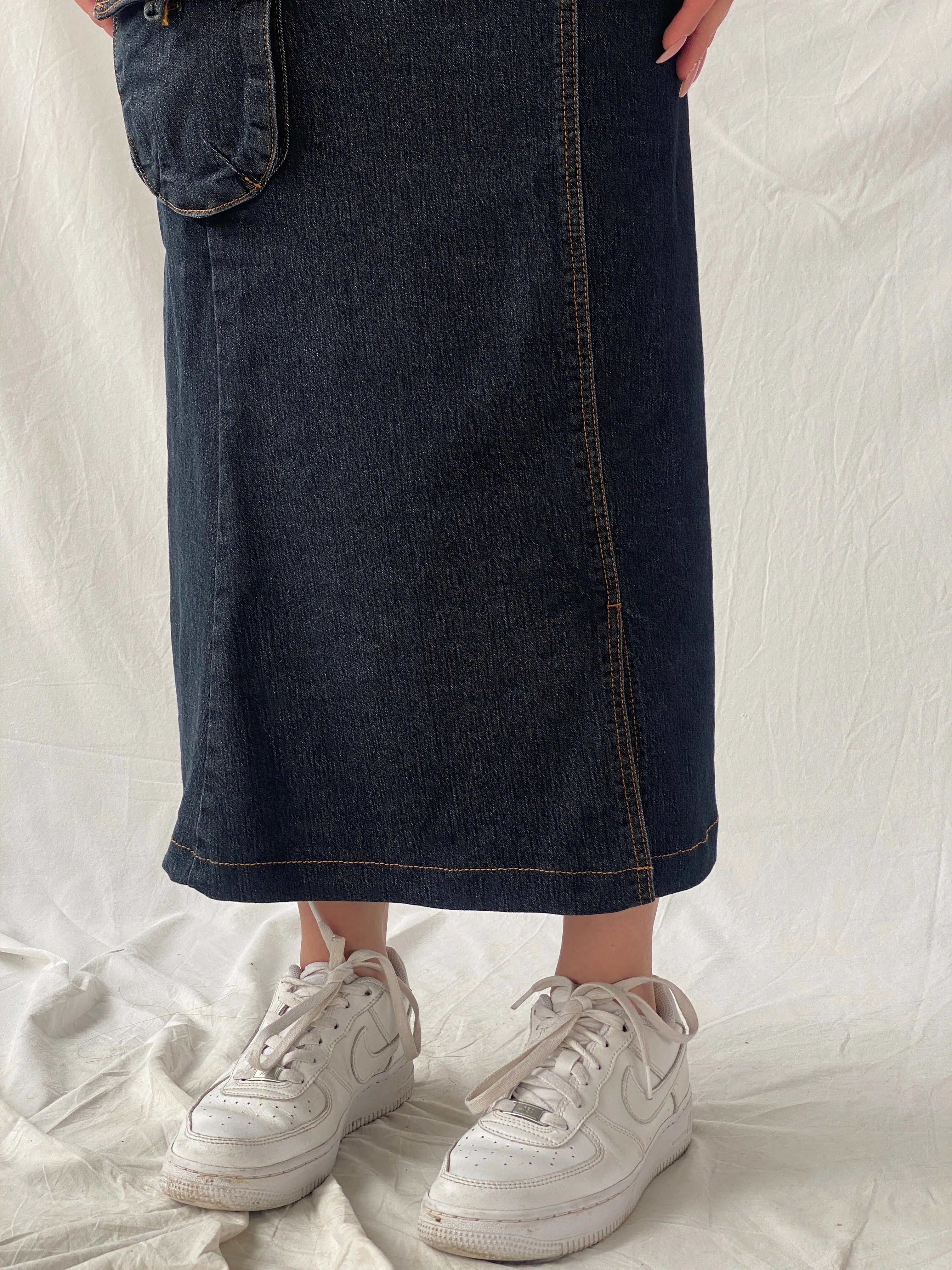 Vintage LH Luharlo Maxi Dark Wash Denim A-Line Skirt - XS - Balagan Vintage Maxi Skirt Christine, denim, denim skirt, maxi skirt, women skirt