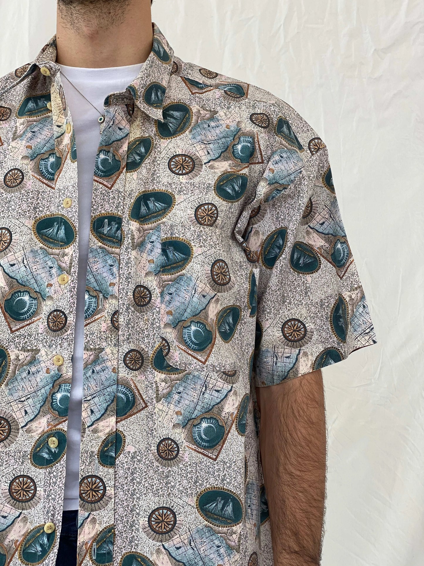 Vintage Links Edition Printed Cotton Shirt Size L - Balagan Vintage Half Sleeve Shirt 00s, 90s, Awsam, half sleeve shirt, printed shirt