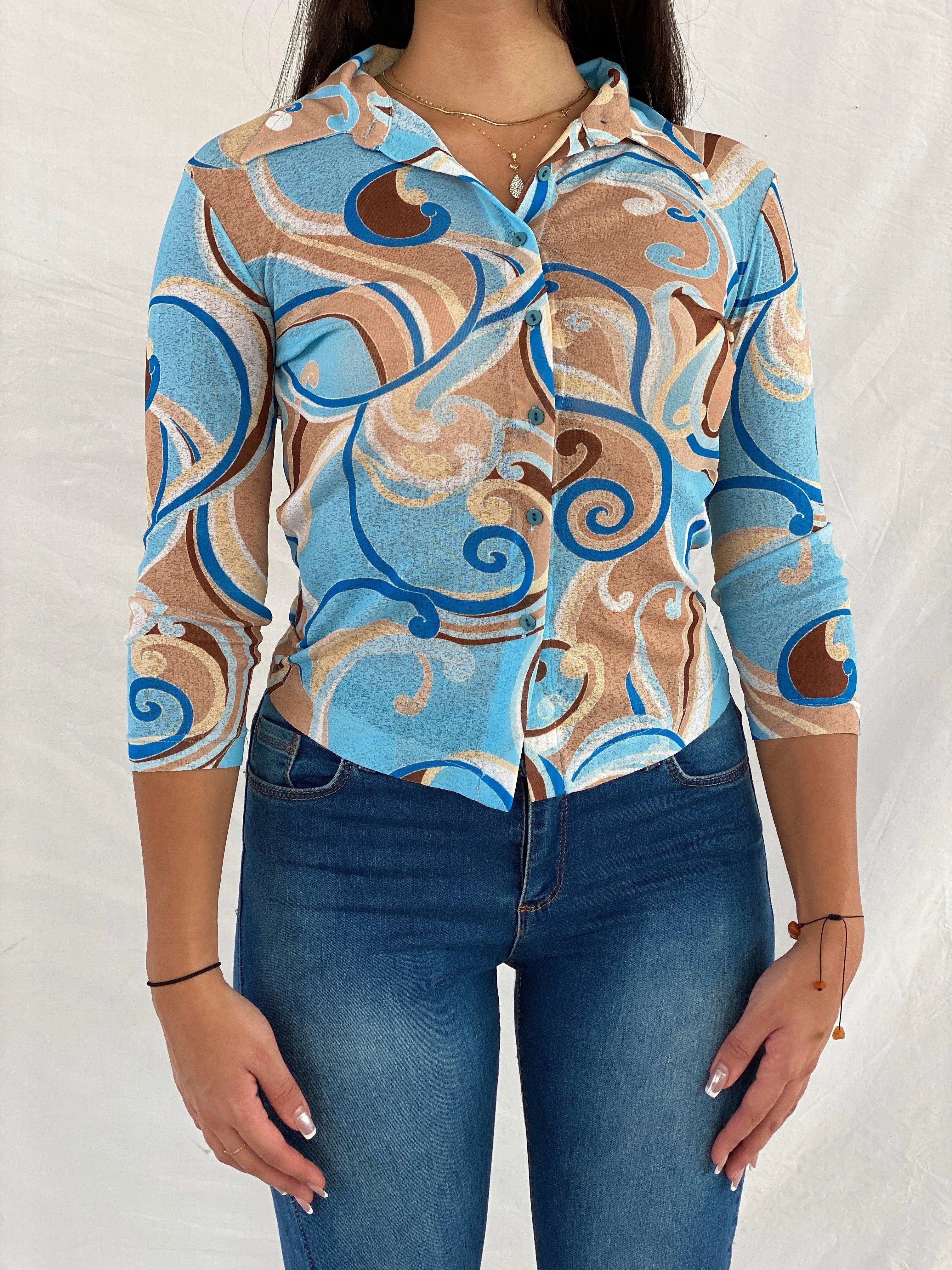 Vintage MADLeN Groovy Shirt - Balagan Vintage Sheer Shirt Deals, groovy, groovy shirt, Rama, sheer shirt