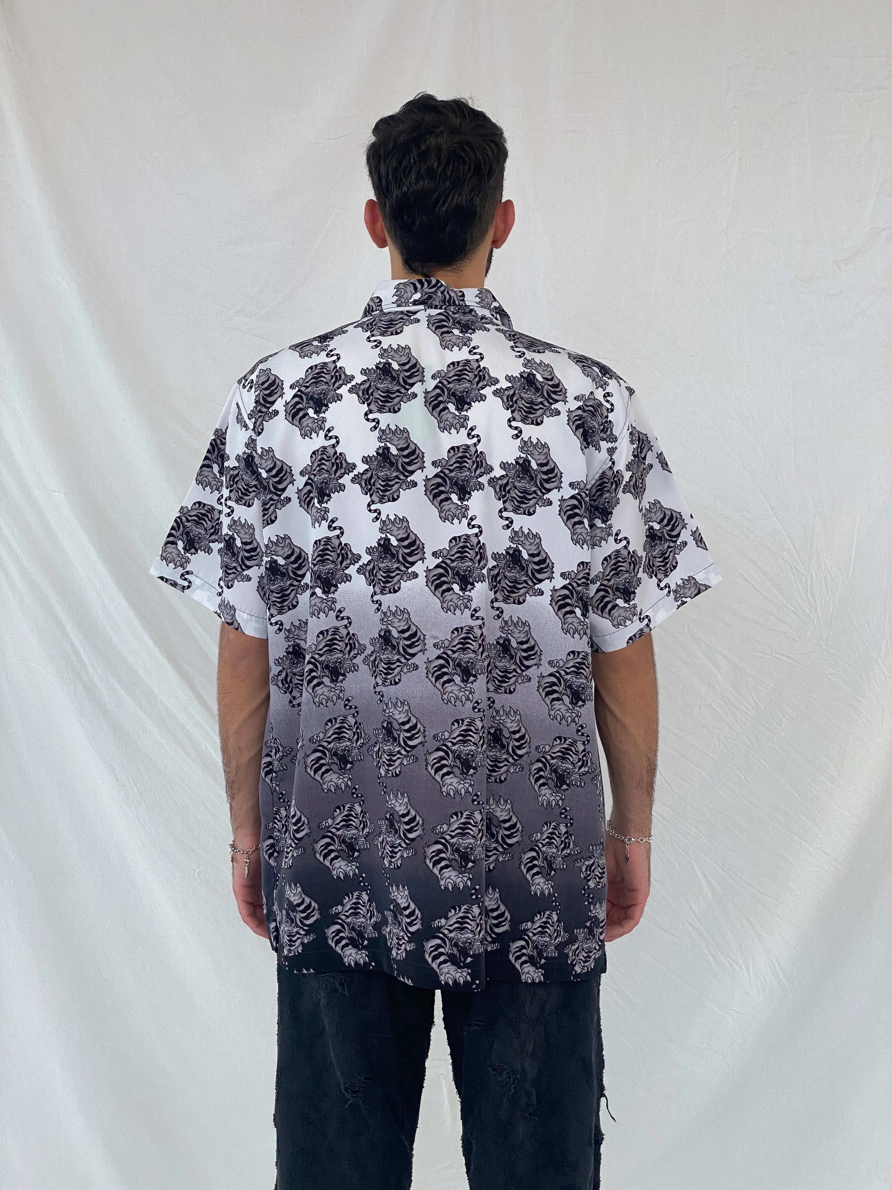 Vintage Maracky Graphic Tiger Shirt - XL - Balagan Vintage Half Sleeve Shirt 90s, Awsam, half sleeve shirt, mens shirt, printed shirt