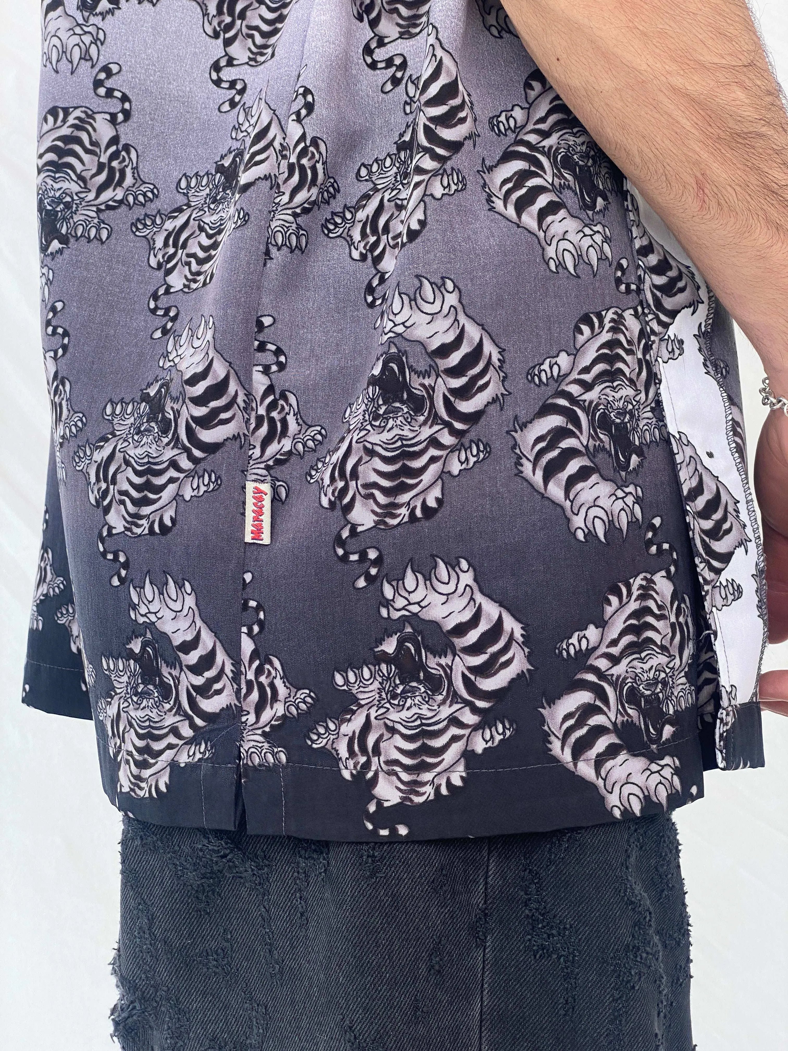 Vintage Maracky Graphic Tiger Shirt - XL - Balagan Vintage Half Sleeve Shirt 90s, Awsam, half sleeve shirt, mens shirt, printed shirt