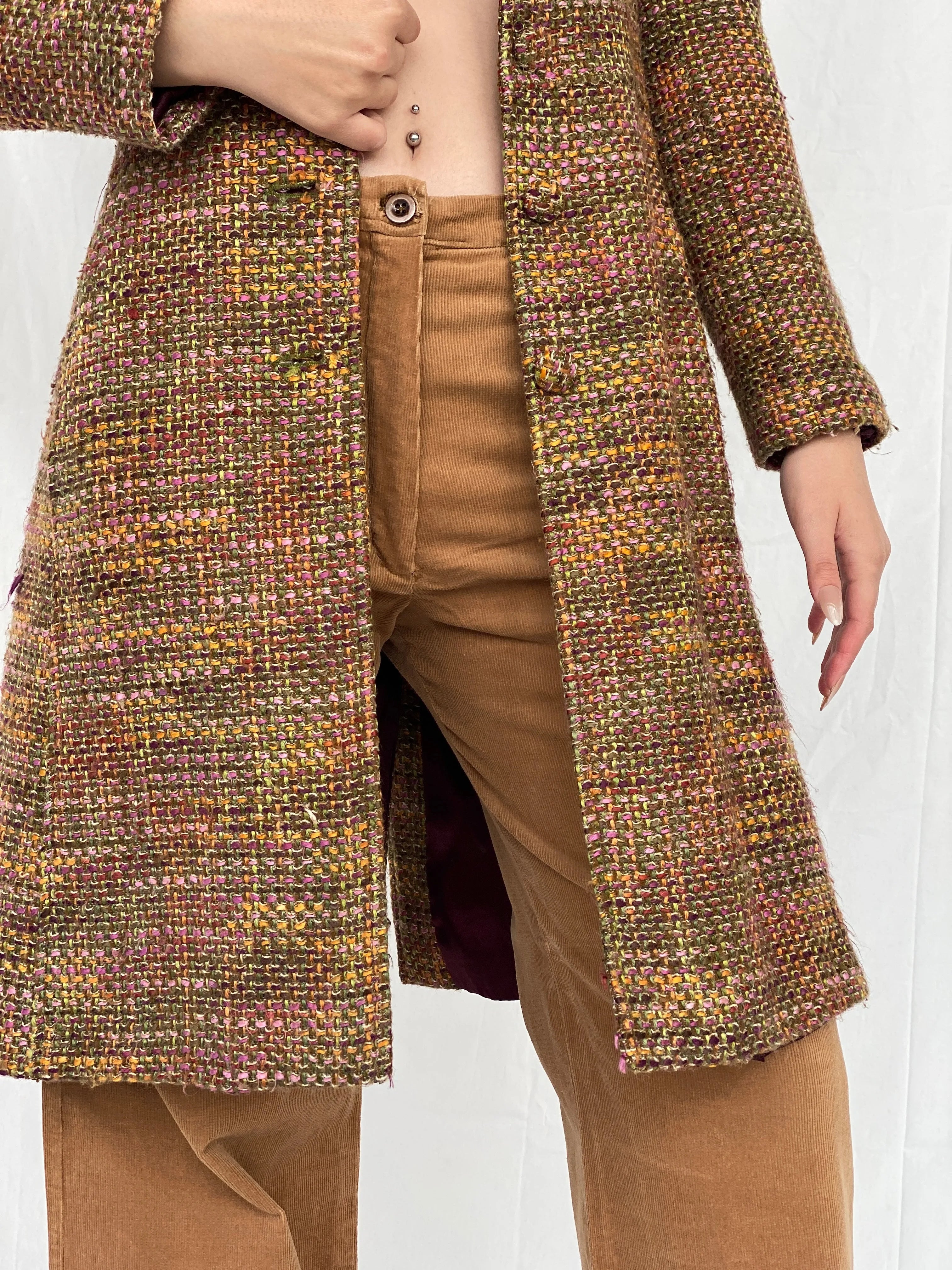 Vintage Marciano Tweed Multicolor Women’s Peacoat - S - Balagan Vintage Coat 00s, Ayah, coat, Coats&Jackets, tweed blazer, vintage coat, Women's Coats