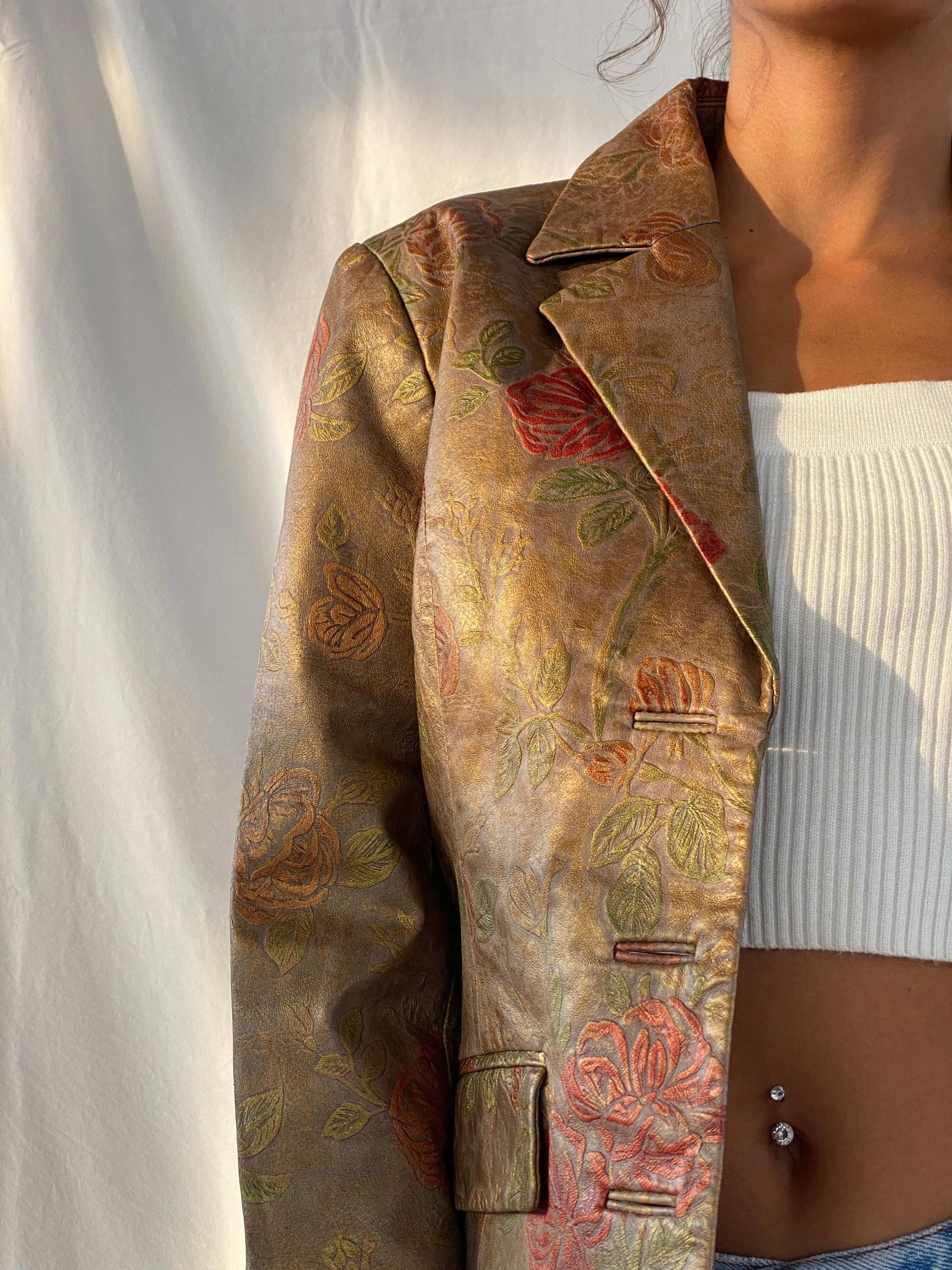 Vintage Mesh Fashion Genuine Leather Blazer - Balagan Vintage Leather Blazer 90s, blazer, Coats&Jackets, Deals, full sleeve blazer, genuine leather, leather blazer, Tojan, Women's Blazers, Women's Leather Jackets