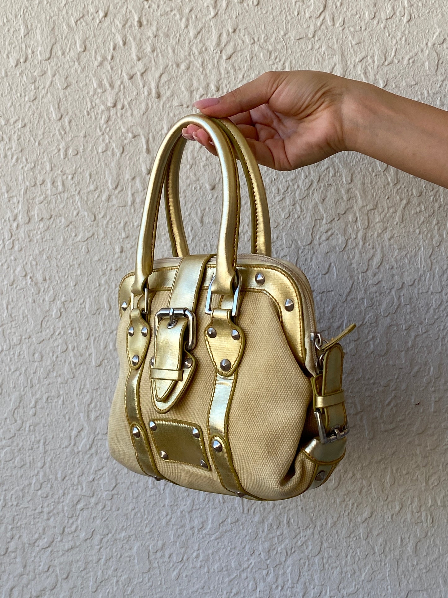 Vintage Metallic Gold Prada Dupe Women’s Mini Handbag - Balagan Vintage Handbags 00s, 90s, bag, handbag, mini handbag, NEW IN, shoulder bag, Y2K