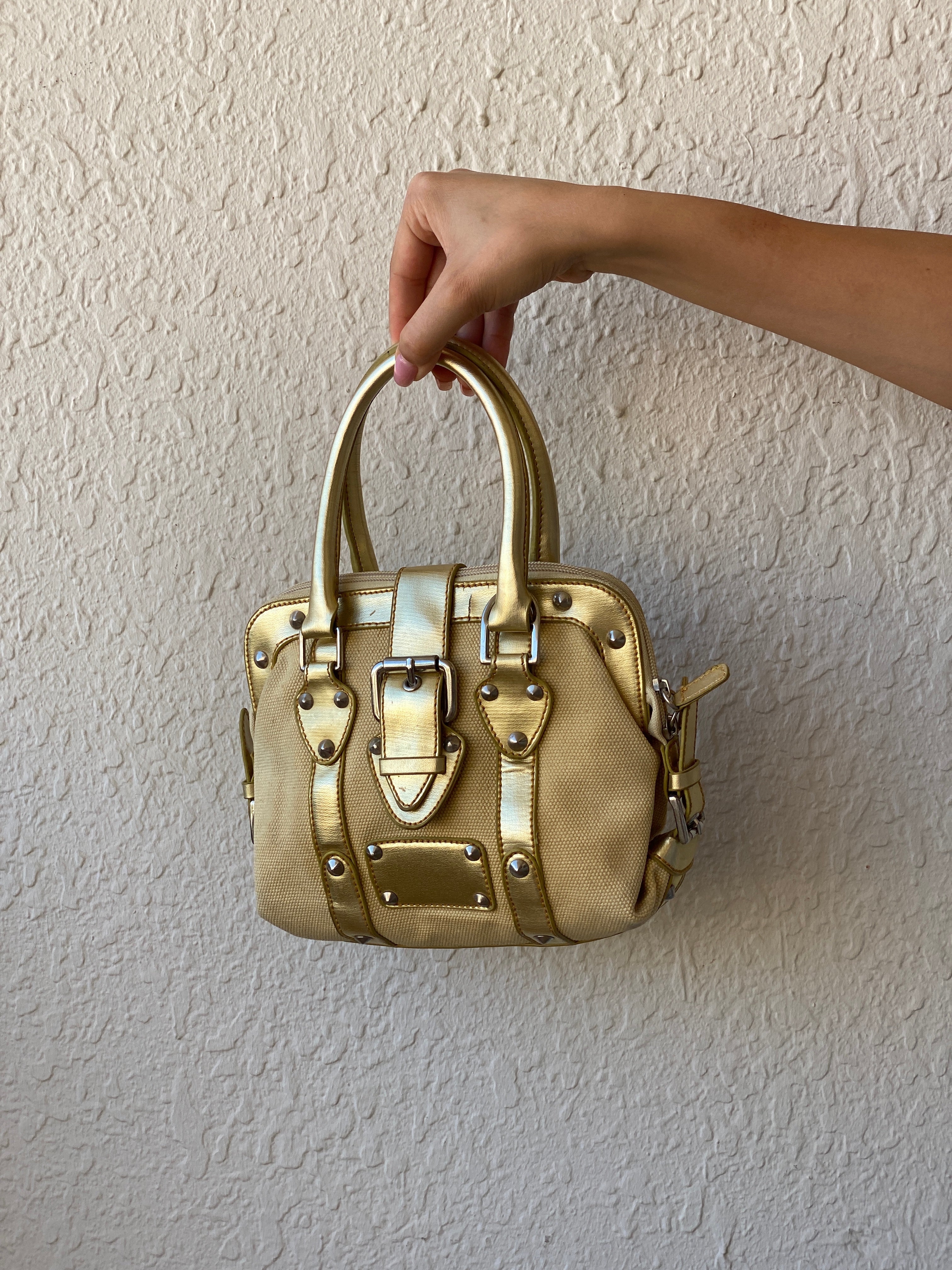 Vintage Metallic Gold Prada Dupe Women’s Mini Handbag - Balagan Vintage Handbags 00s, 90s, bag, handbag, mini handbag, NEW IN, shoulder bag, Y2K