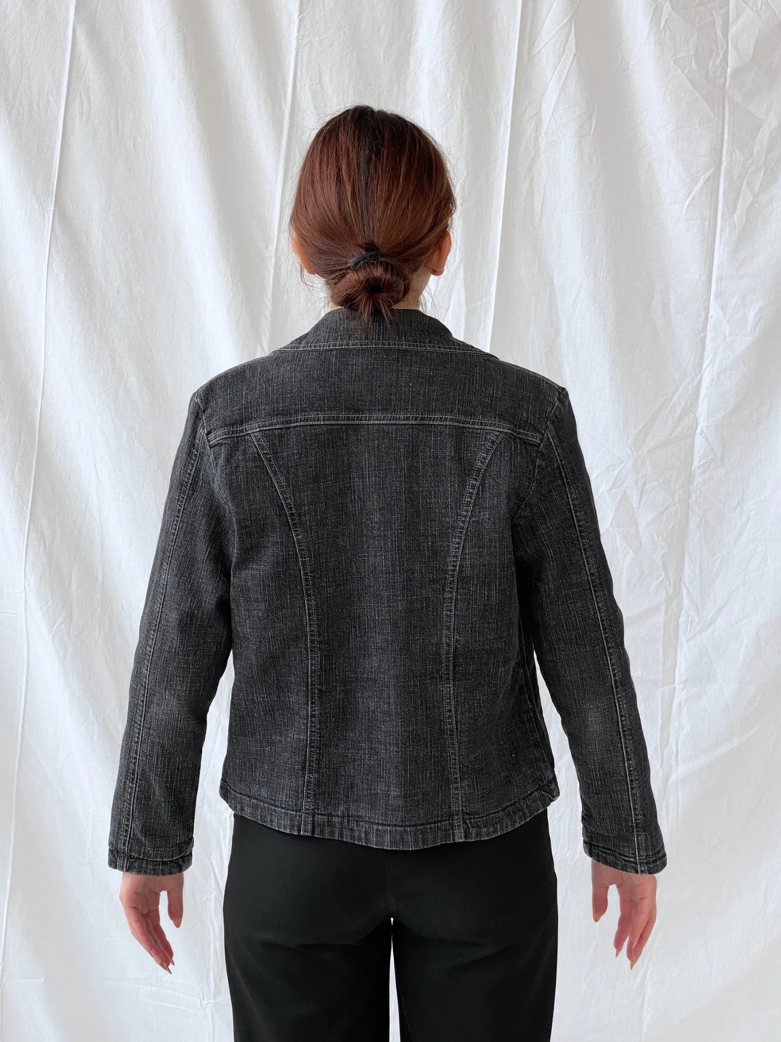 Vintage Minuet Embellished Washed Black Women’s Padded Denim Blazer - L - Balagan Vintage Blazer 00s, Ayah, Coats&Jackets, denim, denim jacket, Women's Blazers, Women's Denim Jackets