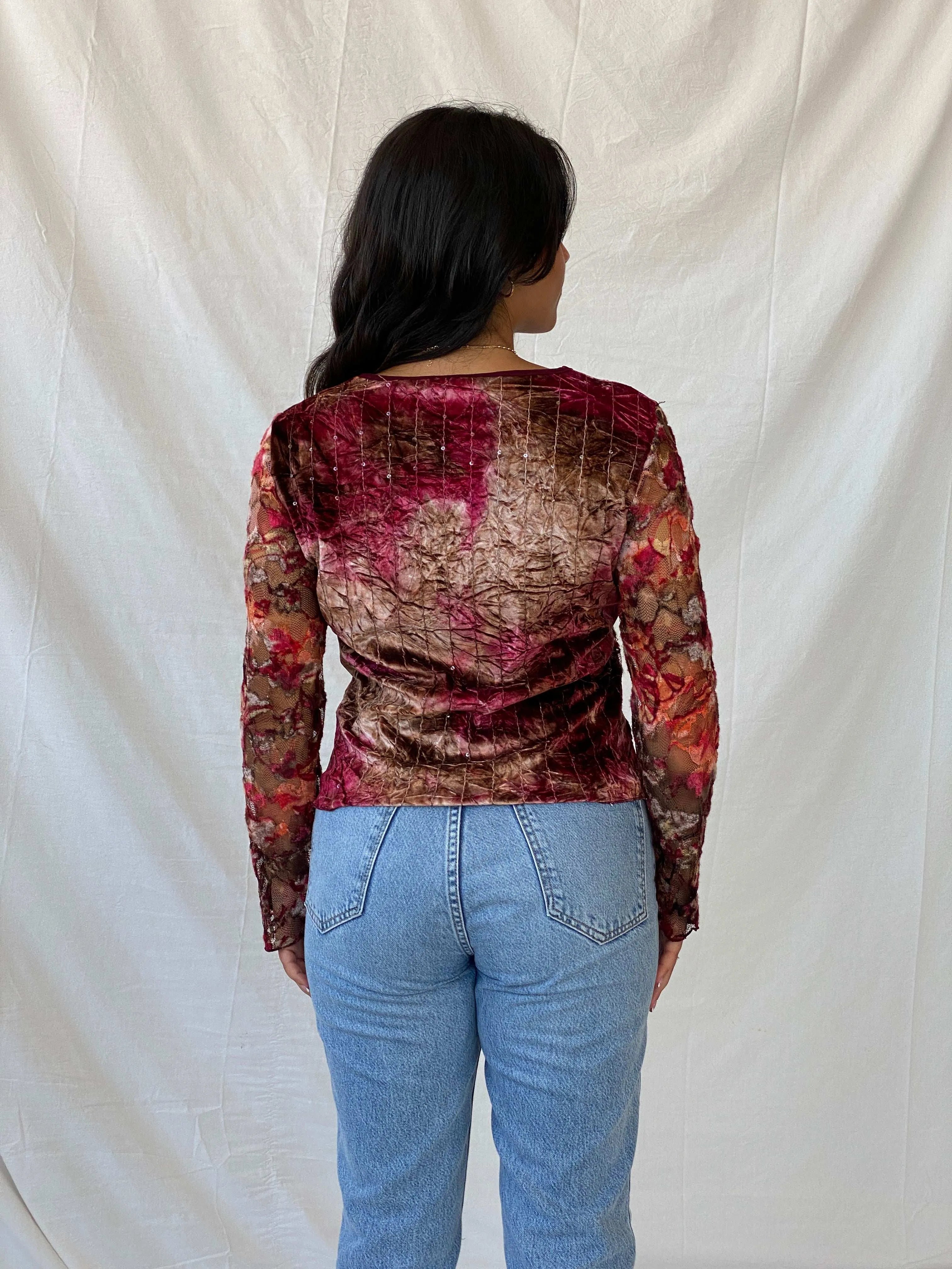 Vintage Model Velvet Lace Full-Sleeve Top - M/L - Balagan Vintage Full Sleeve Top 00s, 90s, Lana, mesh top, winter