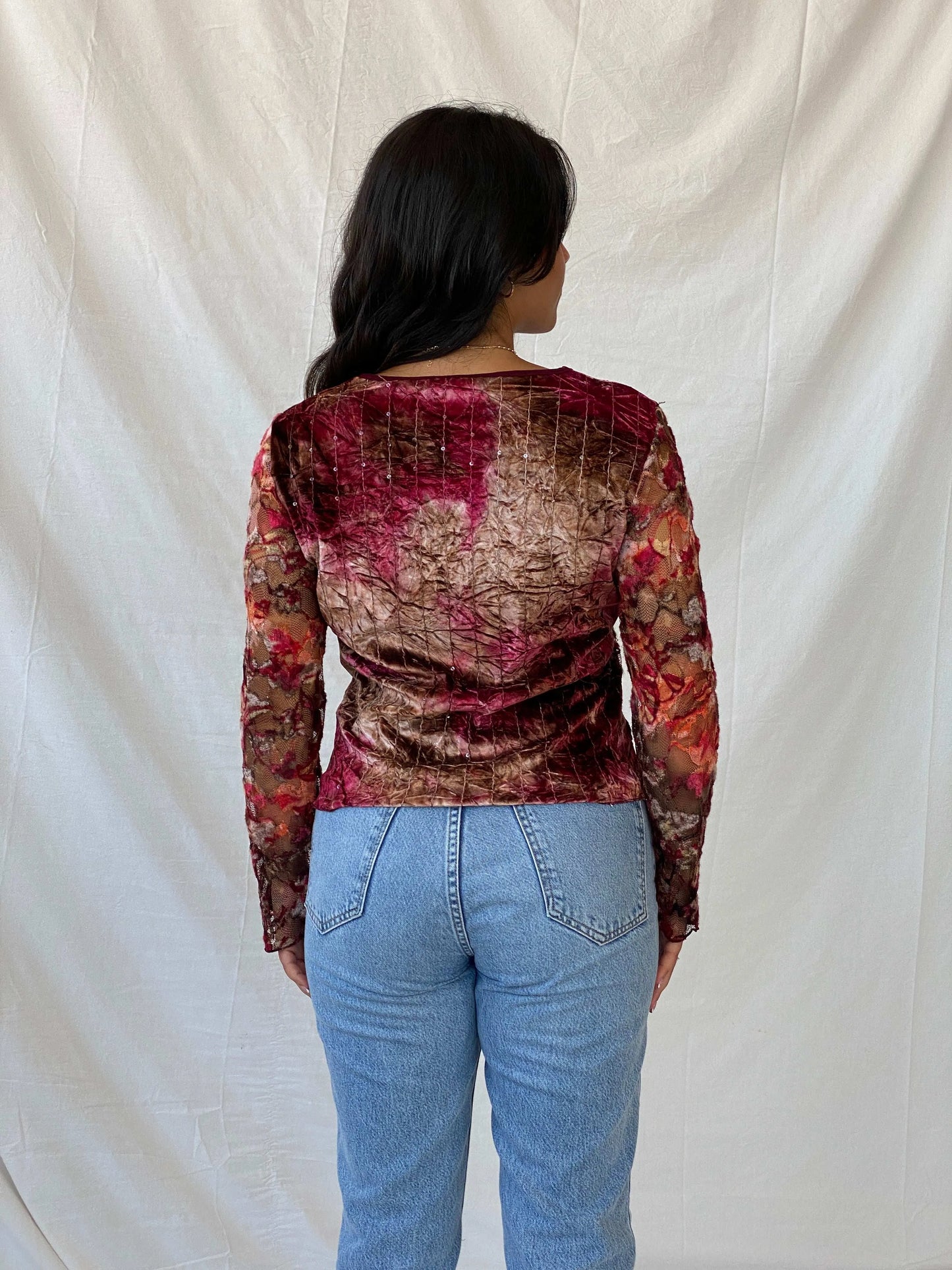 Vintage Model Velvet Lace Full-Sleeve Top - M/L - Balagan Vintage Full Sleeve Top 00s, 90s, Lana, mesh top, winter