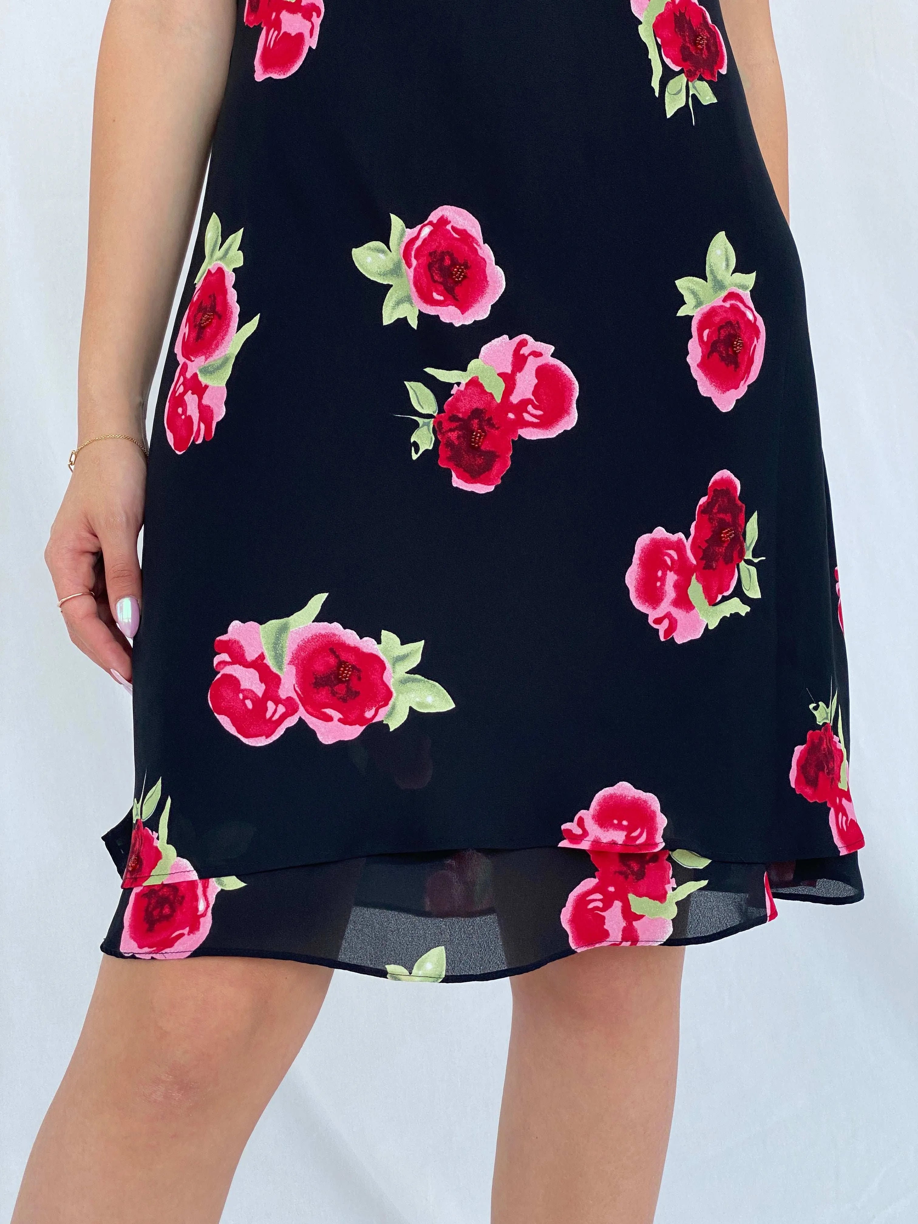 Vintage Molly Malloy Floral Beaded Midi Dress - Size M - Balagan Vintage Midi Dress 90s, Deals, dress, floral, floral dress, floral print, Juana, maxi dress, midi dress