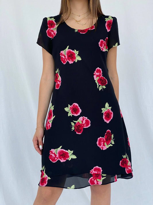 Vintage Molly Malloy Floral Beaded Midi Dress - Size M - Balagan Vintage Midi Dress 90s, Deals, dress, floral, floral dress, floral print, Juana, maxi dress, midi dress