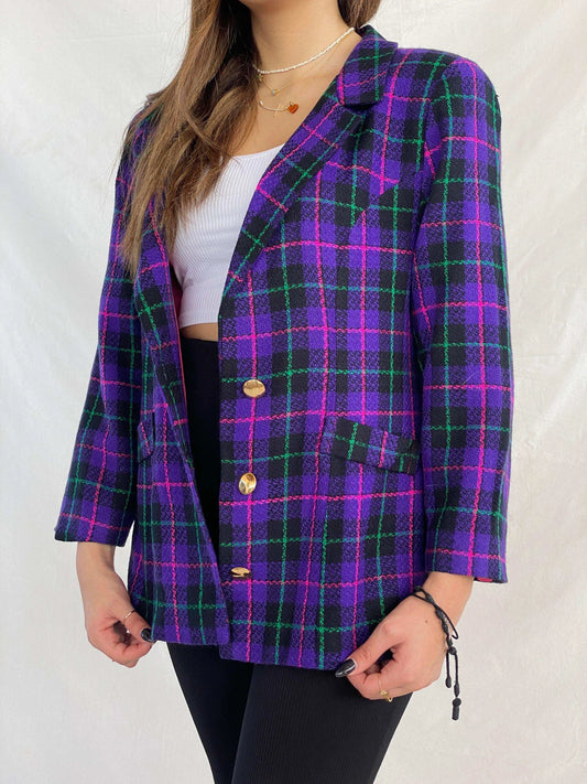 Vintage Multi-Colored Plaid Blazer - Balagan Vintage Blazer 00s, 90s, blazer, Coats&Jackets, Juana, Women's Blazers