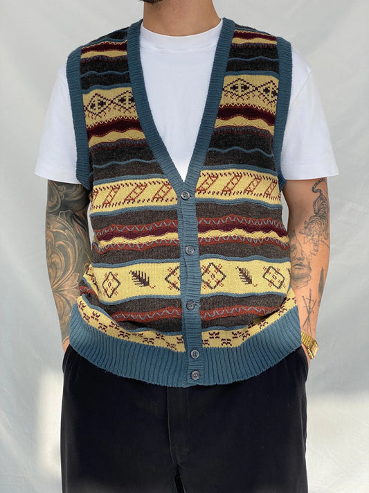Vintage Paolo Conti Men’s Wool Blend Sweater Vest - M - Balagan Vintage Vest 90s, Hamza, knitted vest, men, streetwear, vest, vintage, winter