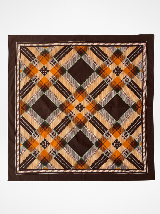 Vintage Plaid Tartan Like Pattern Brown Square Scarf - Balagan Vintage Scarf 00s, multicolored, NEW IN, scarf, summer
