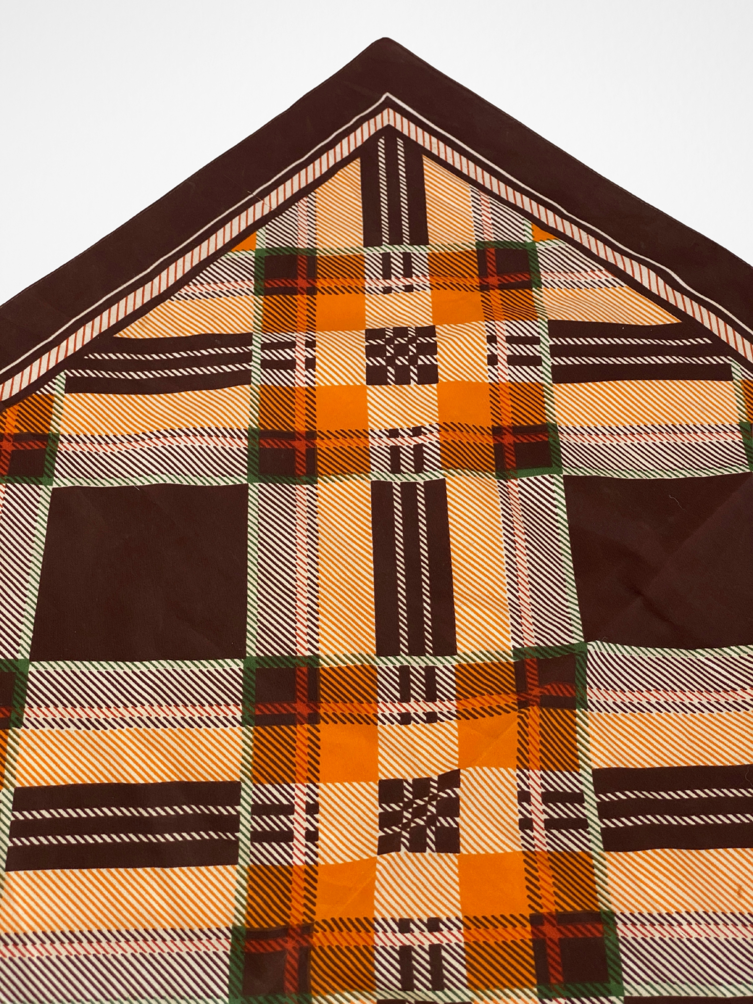 Vintage Plaid Tartan Like Pattern Brown Square Scarf - Balagan Vintage Scarf 00s, multicolored, NEW IN, scarf, summer
