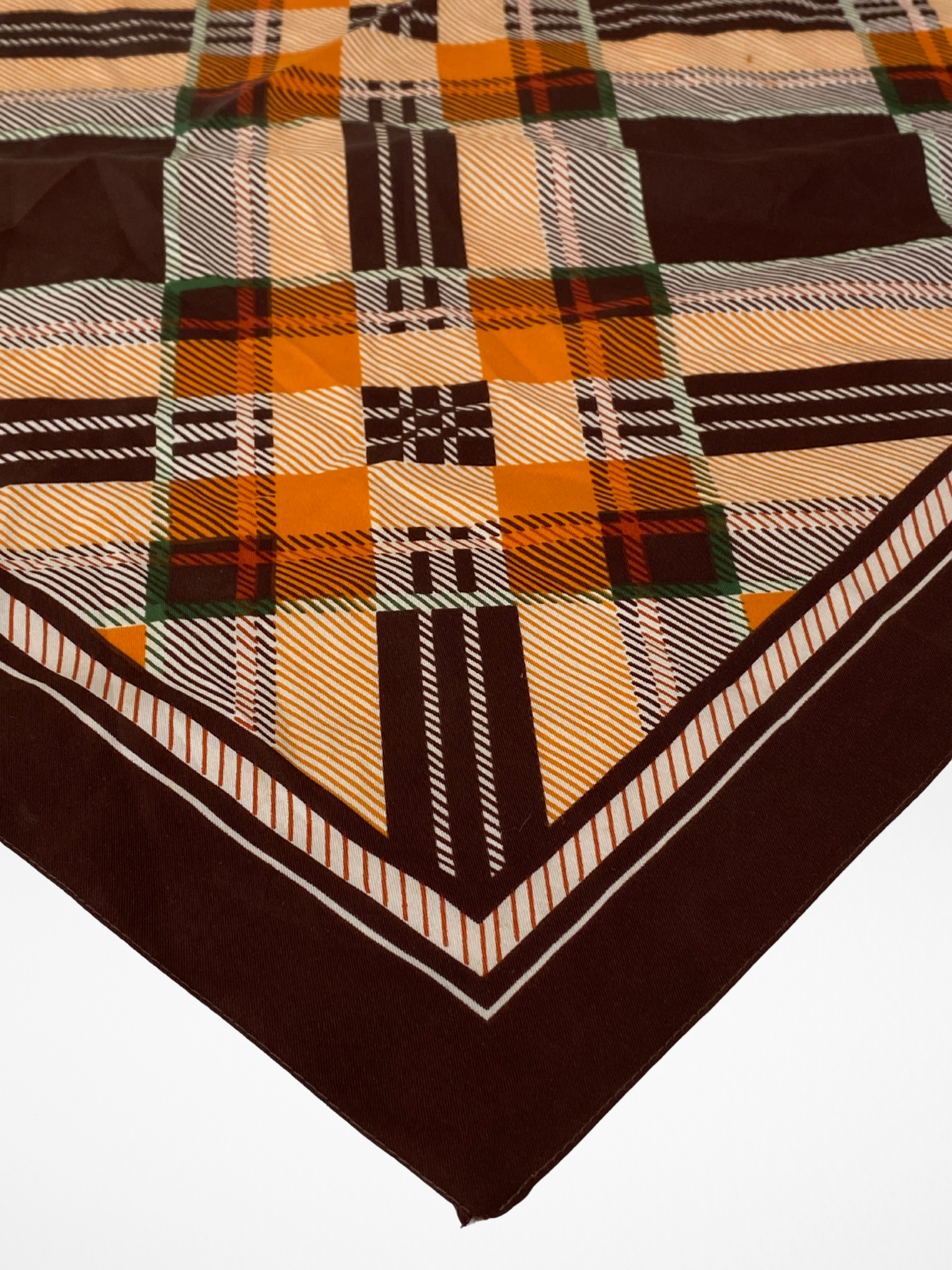 Vintage Plaid Tartan Like Pattern Brown Square Scarf - Balagan Vintage Scarf 00s, multicolored, NEW IN, scarf, summer