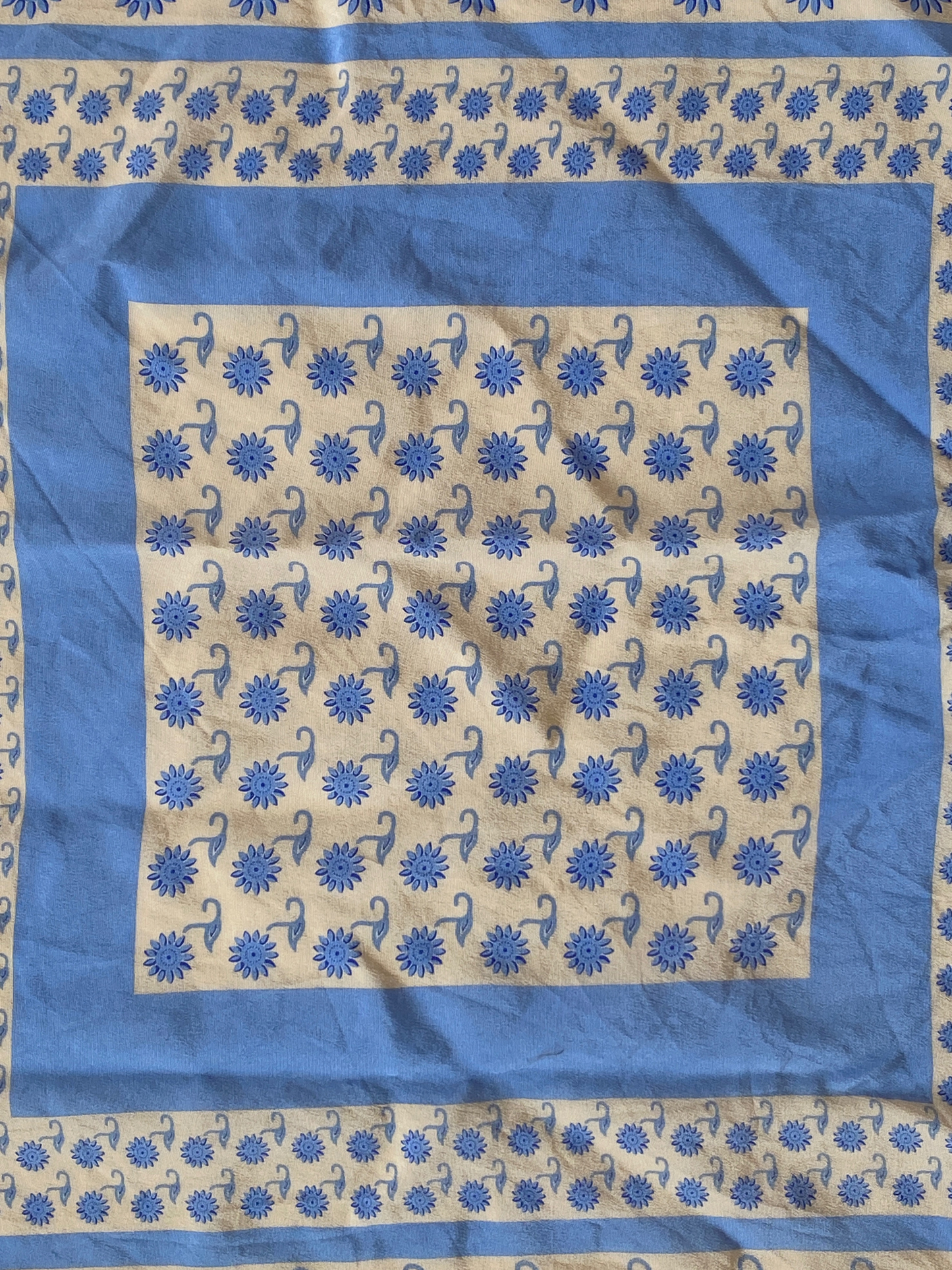 Vintage Prochownick Square Silk Blue & Beige Scarf - Balagan Vintage Scarf 00s, multicolored, NEW IN, scarf, summer