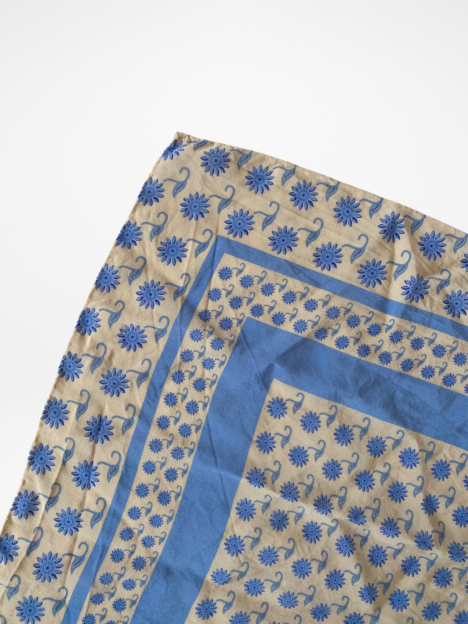 Vintage Prochownick Square Silk Blue & Beige Scarf - Balagan Vintage Scarf 00s, multicolored, NEW IN, scarf, summer