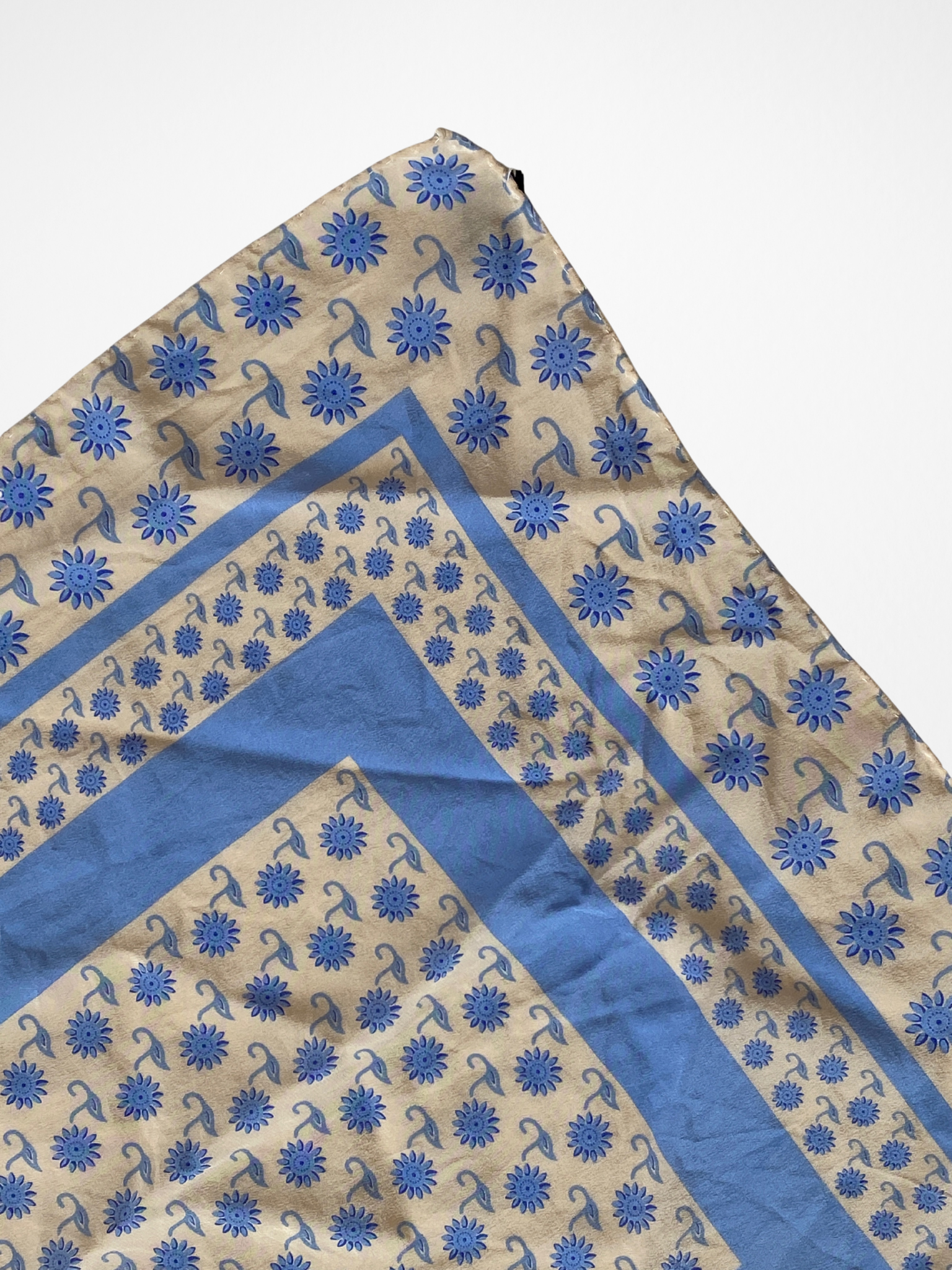 Vintage Prochownick Square Silk Blue & Beige Scarf - Balagan Vintage Scarf 00s, multicolored, NEW IN, scarf, summer