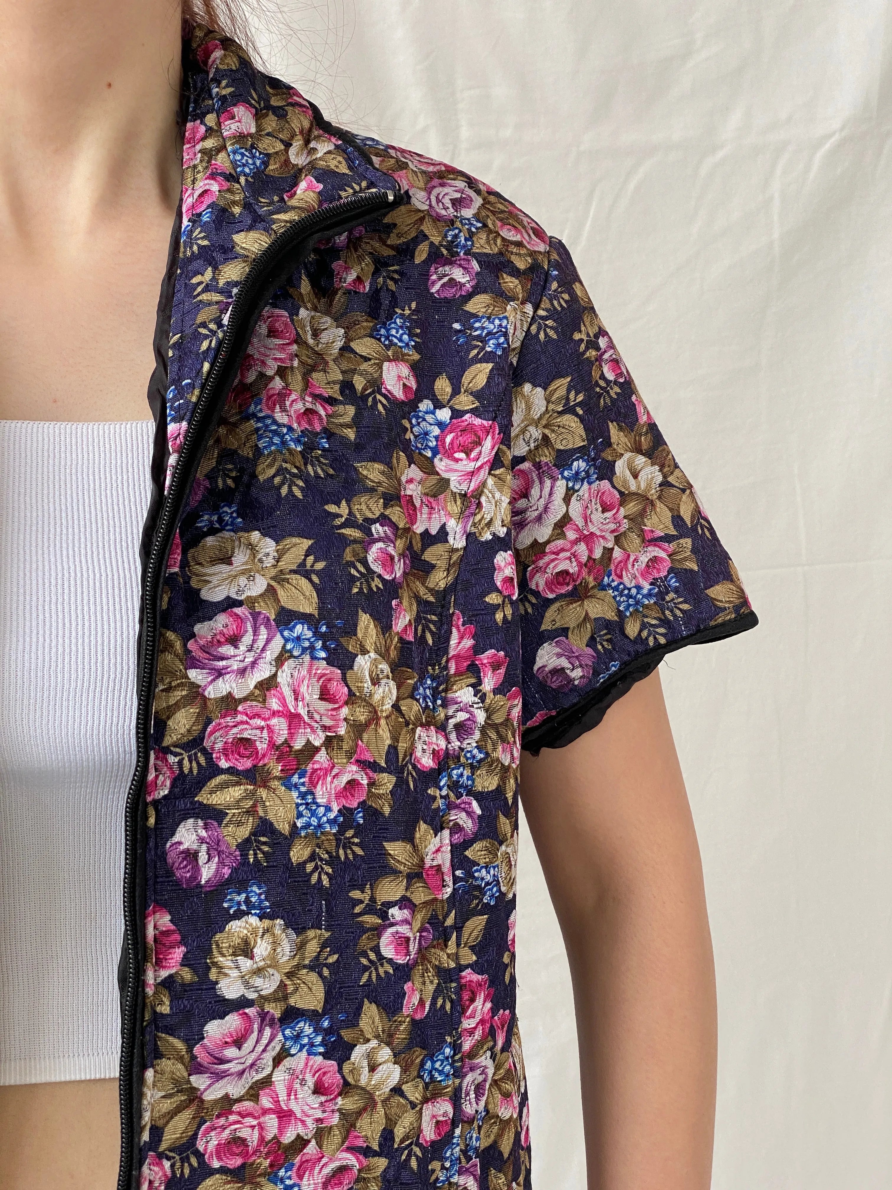 Vintage Quilted Piaona Disha Bolero Kimono Ethnic Floral Multicolor Jacket - L - Balagan Vintage Jacket 90s, Ayah, Coats&Jackets, jacket, vintage