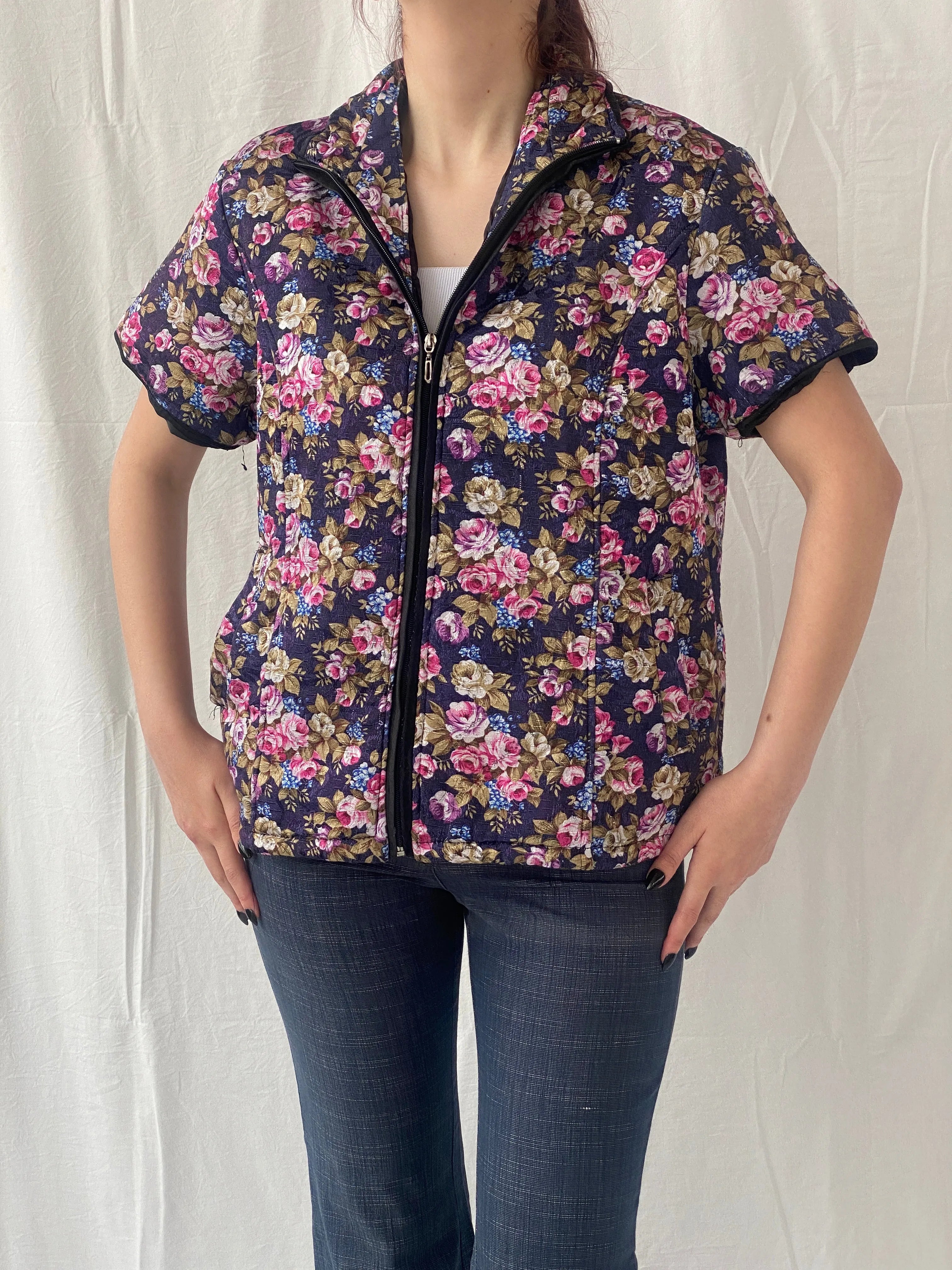 Vintage Quilted Piaona Disha Bolero Kimono Ethnic Floral Multicolor Jacket - L - Balagan Vintage Jacket 90s, Ayah, Coats&Jackets, jacket, vintage