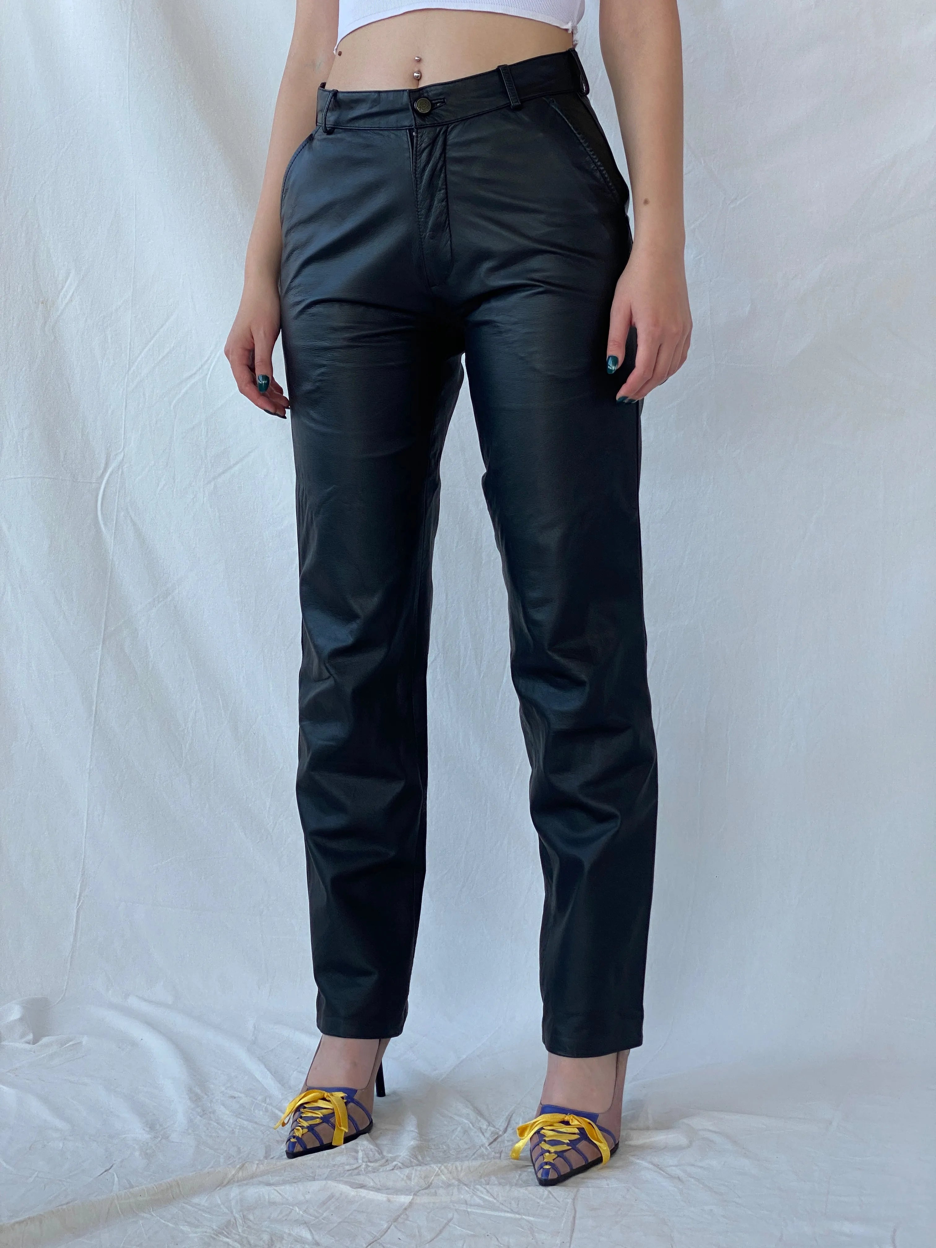 Vintage Raberg The Leather Generation Black Genuine Leather Bikers Pants - M - Balagan Vintage Pants Ayah, genuine leather, leather, pants, women pants