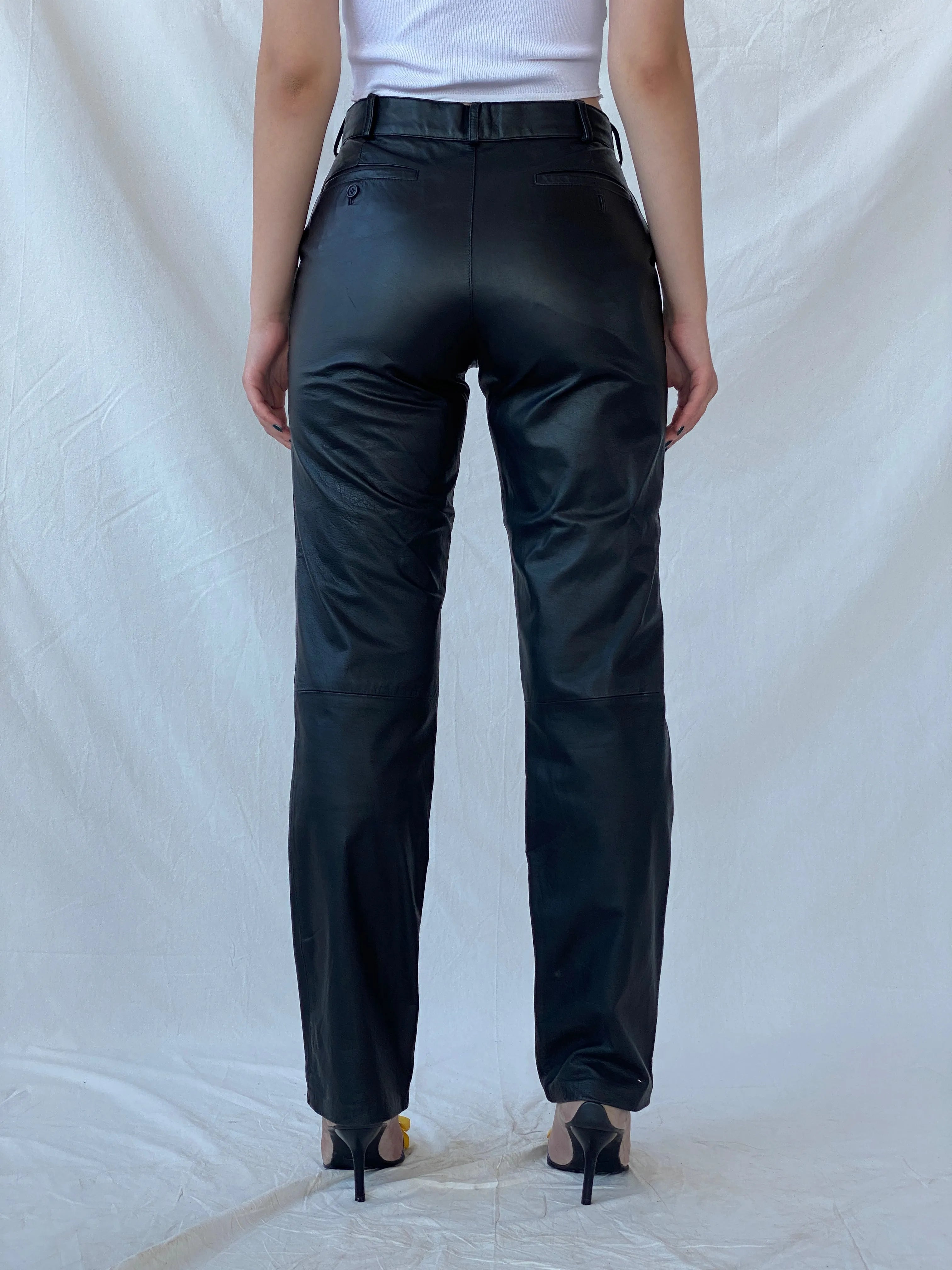 Vintage Raberg The Leather Generation Black Genuine Leather Bikers Pants - M - Balagan Vintage Pants Ayah, genuine leather, leather, pants, women pants