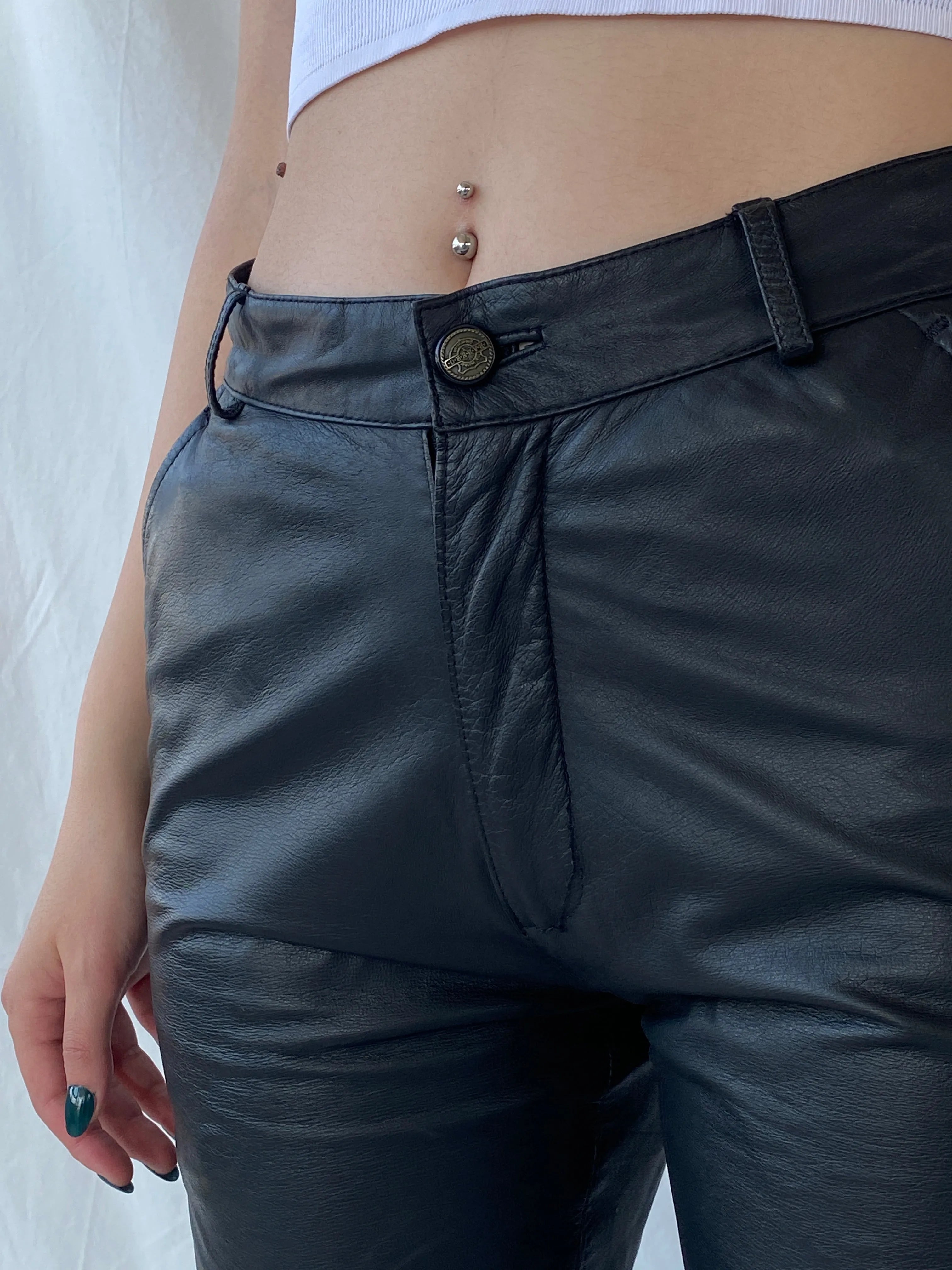 Vintage Raberg The Leather Generation Black Genuine Leather Bikers Pants - M - Balagan Vintage Pants Ayah, genuine leather, leather, pants, women pants