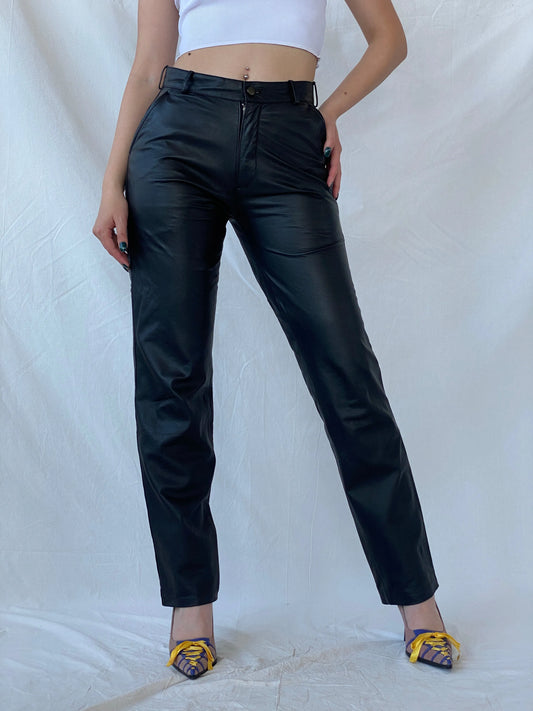 Vintage Raberg The Leather Generation Black Genuine Leather Bikers Pants - M - Balagan Vintage Pants Ayah, genuine leather, leather, pants, women pants
