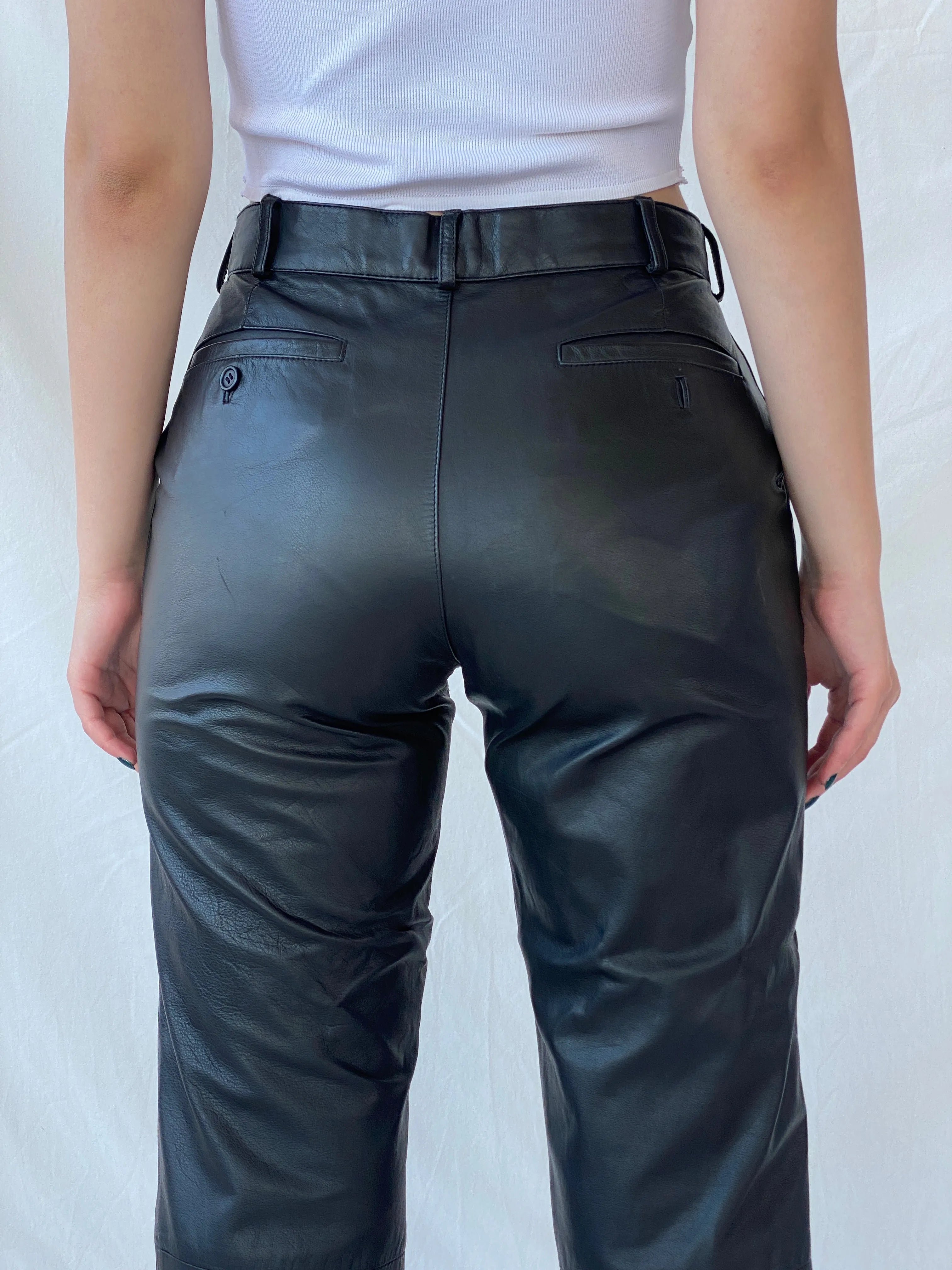 Vintage Raberg The Leather Generation Black Genuine Leather Bikers Pants - M - Balagan Vintage Pants Ayah, genuine leather, leather, pants, women pants