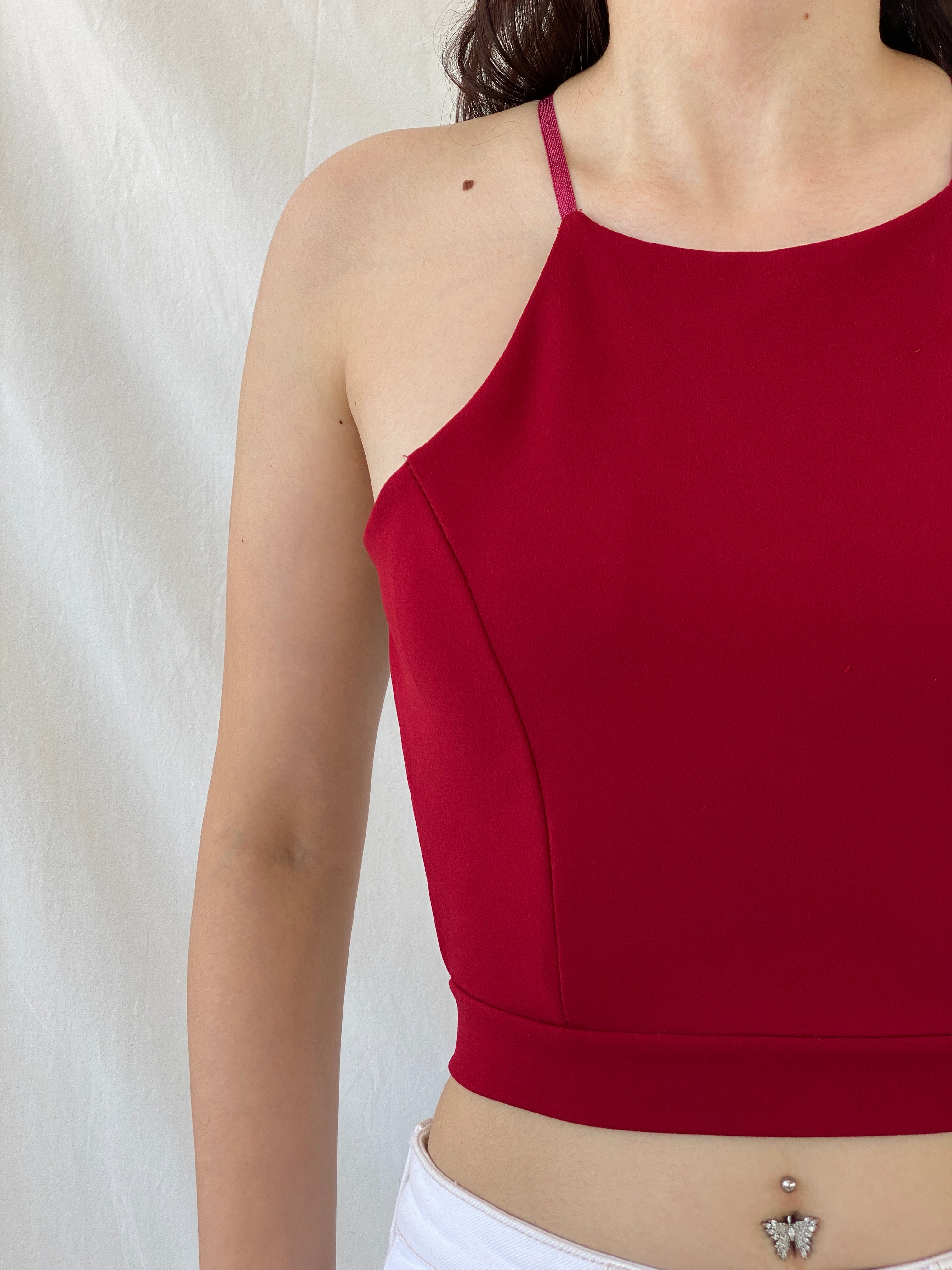 Vintage Red Italian Halter Backless Crop Top with Padded Bust - S - Balagan Vintage Halter Top 00s, Ayah, halter top, NEW IN, women top