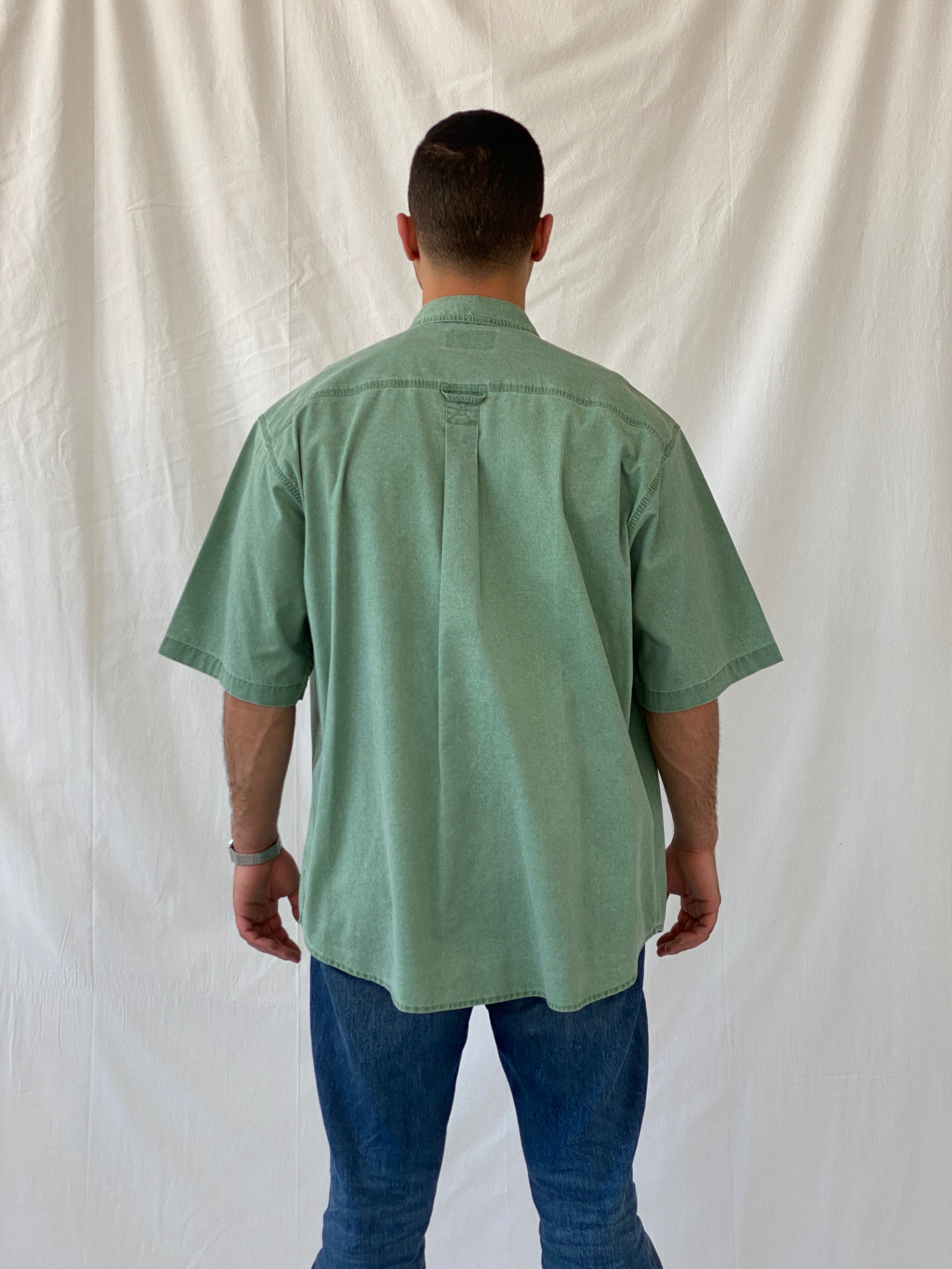 Vintage REDHEAD Men’s Green Short Sleeve Cotton Shirt - 2XL - Balagan Vintage Half Sleeve Shirt 90s, half sleeve shirt, mens shirt, printed shirt, Ramez, silk