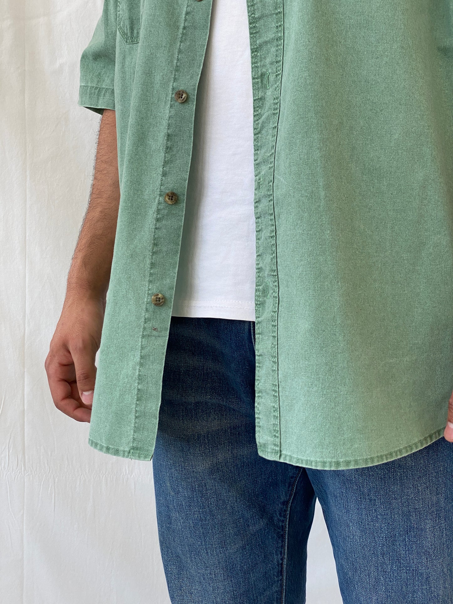 Vintage REDHEAD Men’s Green Short Sleeve Cotton Shirt - 2XL - Balagan Vintage Half Sleeve Shirt 90s, half sleeve shirt, mens shirt, printed shirt, Ramez, silk