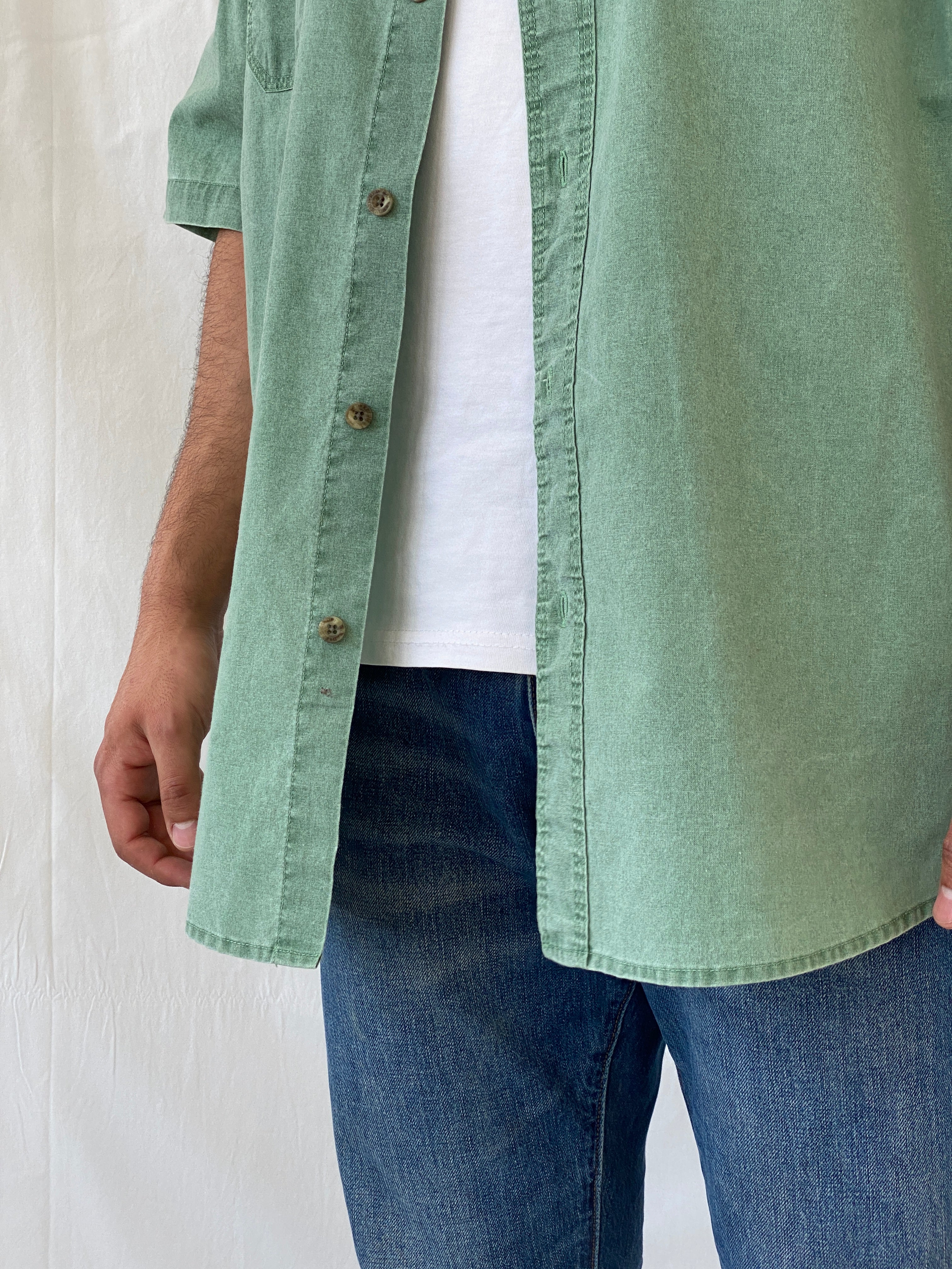 Vintage REDHEAD Men’s Green Short Sleeve Cotton Shirt - 2XL - Balagan Vintage Half Sleeve Shirt 90s, half sleeve shirt, mens shirt, printed shirt, Ramez, silk