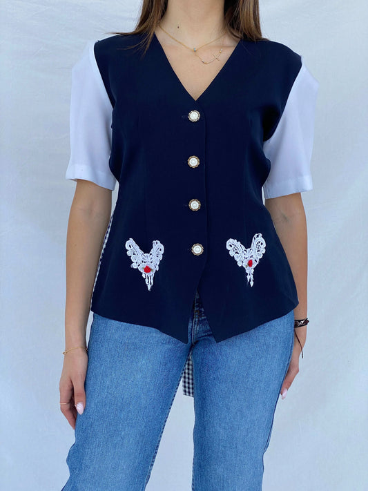 Vintage Reina Blazer Shirt - Size M - Balagan Vintage Half Sleeve Shirt 00s, 90s, Deals, half sleeve shirt, Juana, summer
