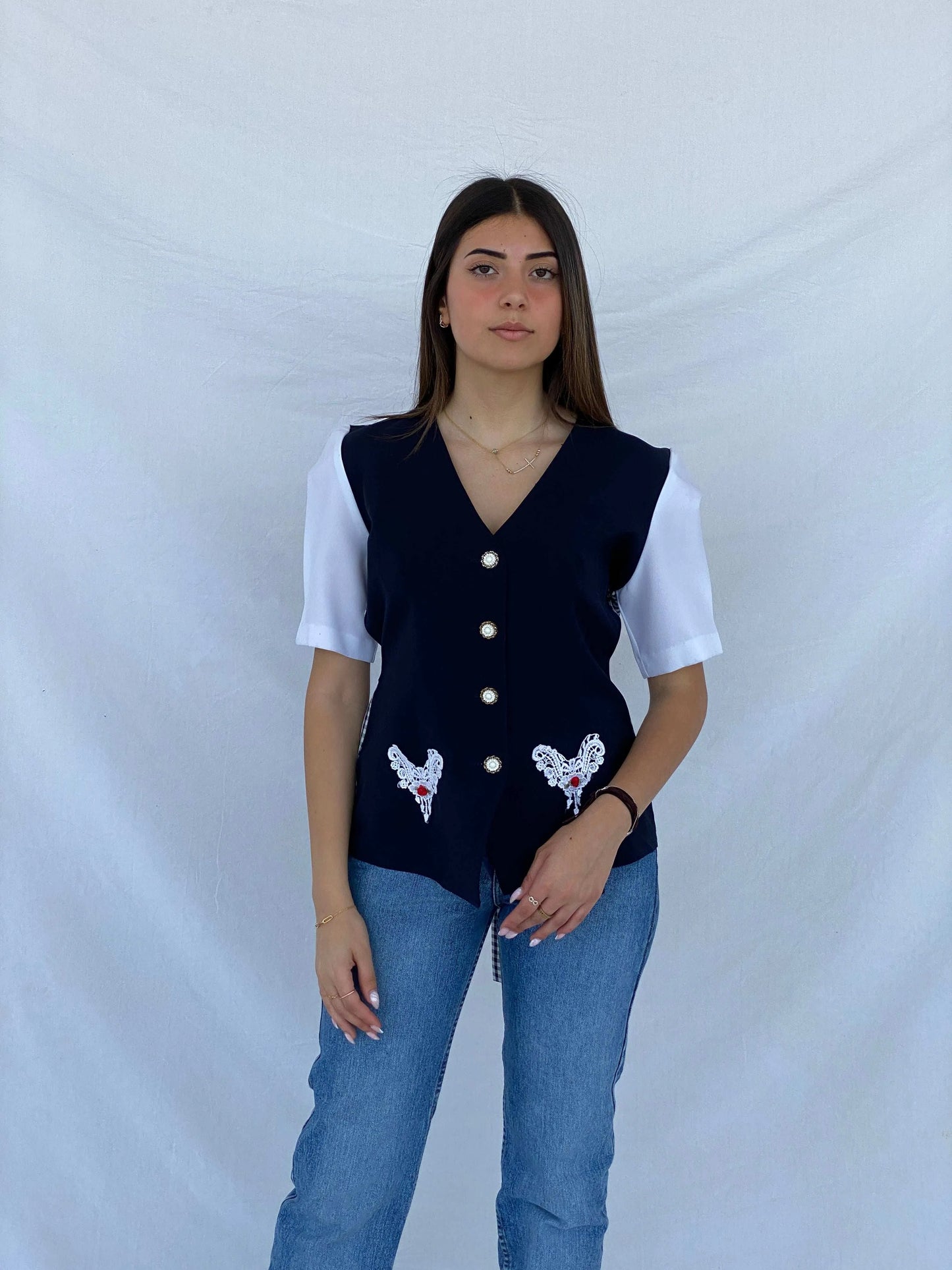 Vintage Reina Blazer Shirt - Size M - Balagan Vintage Half Sleeve Shirt 00s, 90s, Deals, half sleeve shirt, Juana, summer