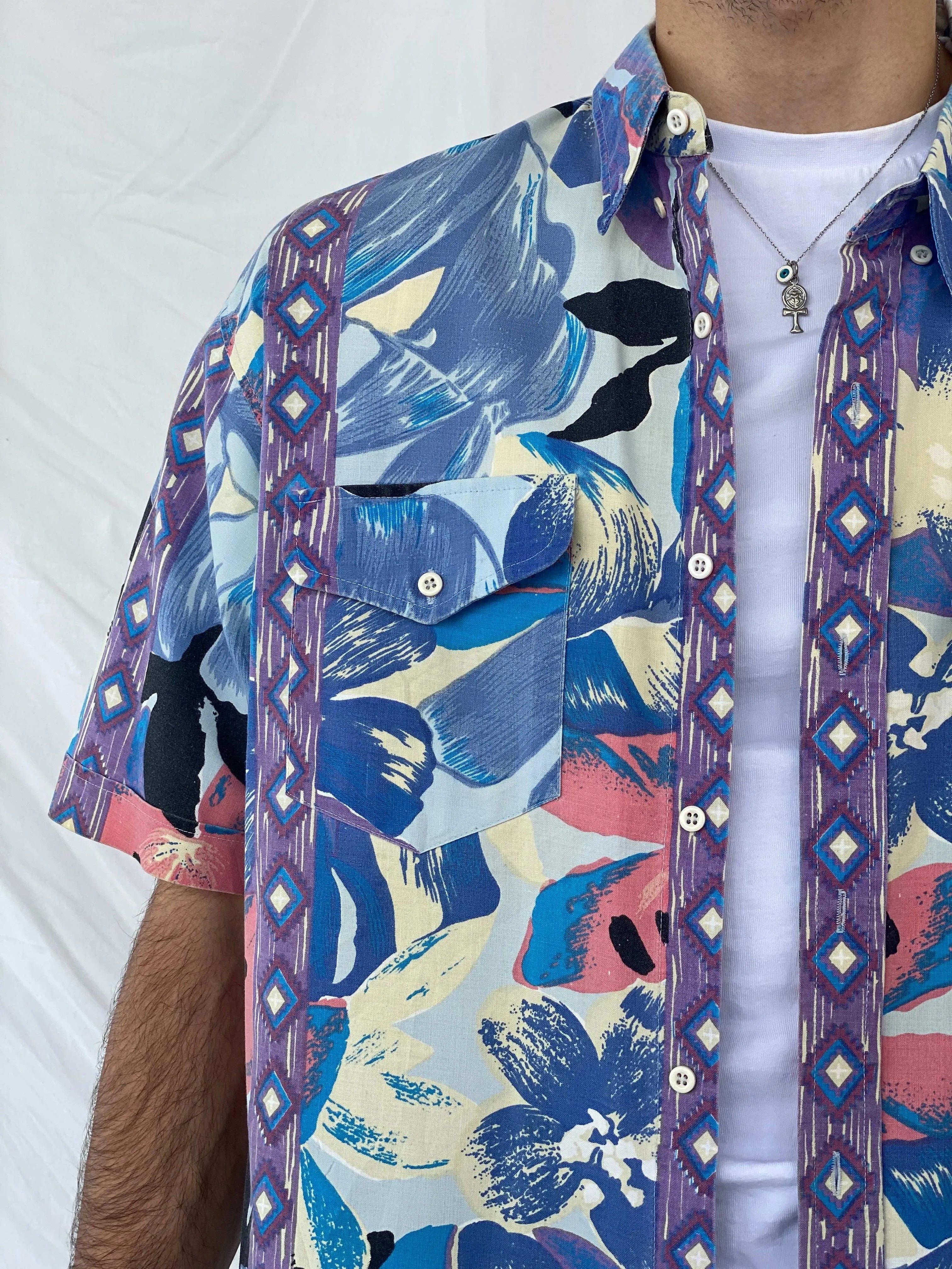Vintage Rock Canyon Floral Printed Shirt Size XL - Balagan Vintage Half Sleeve Shirt 00s, 90s, Awsam, floral shirt, half sleeve shirt, printed shirt